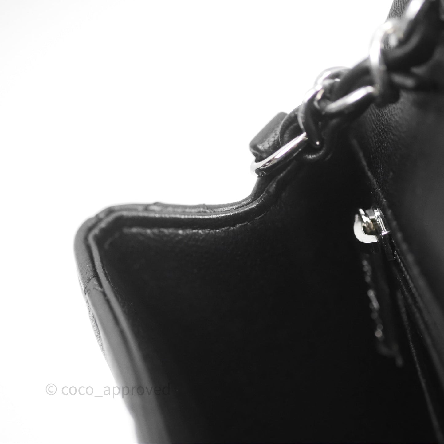 Chanel Quilted Mini Rectangular Flap Black Lambskin Silver Hardware