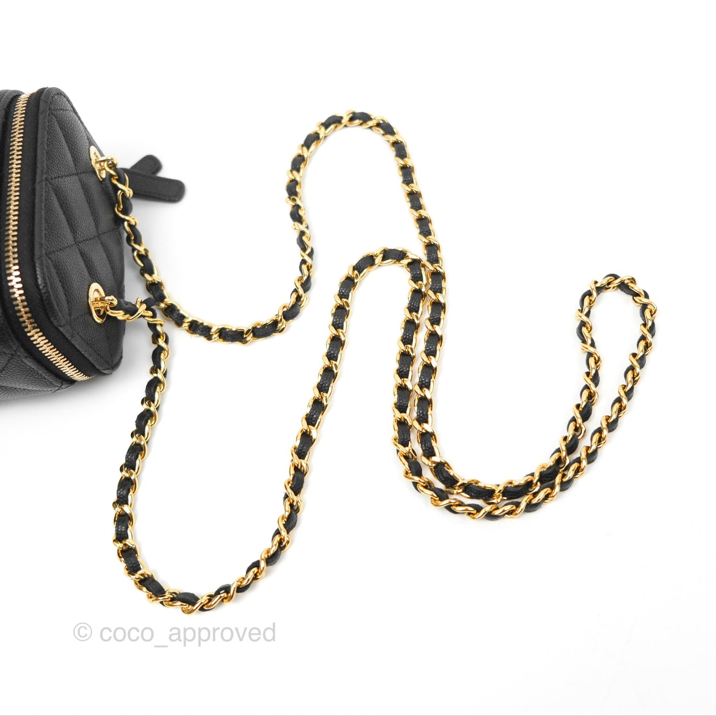 Chanel Mini Poker Vanity With Chain Black Caviar Gold Hardware