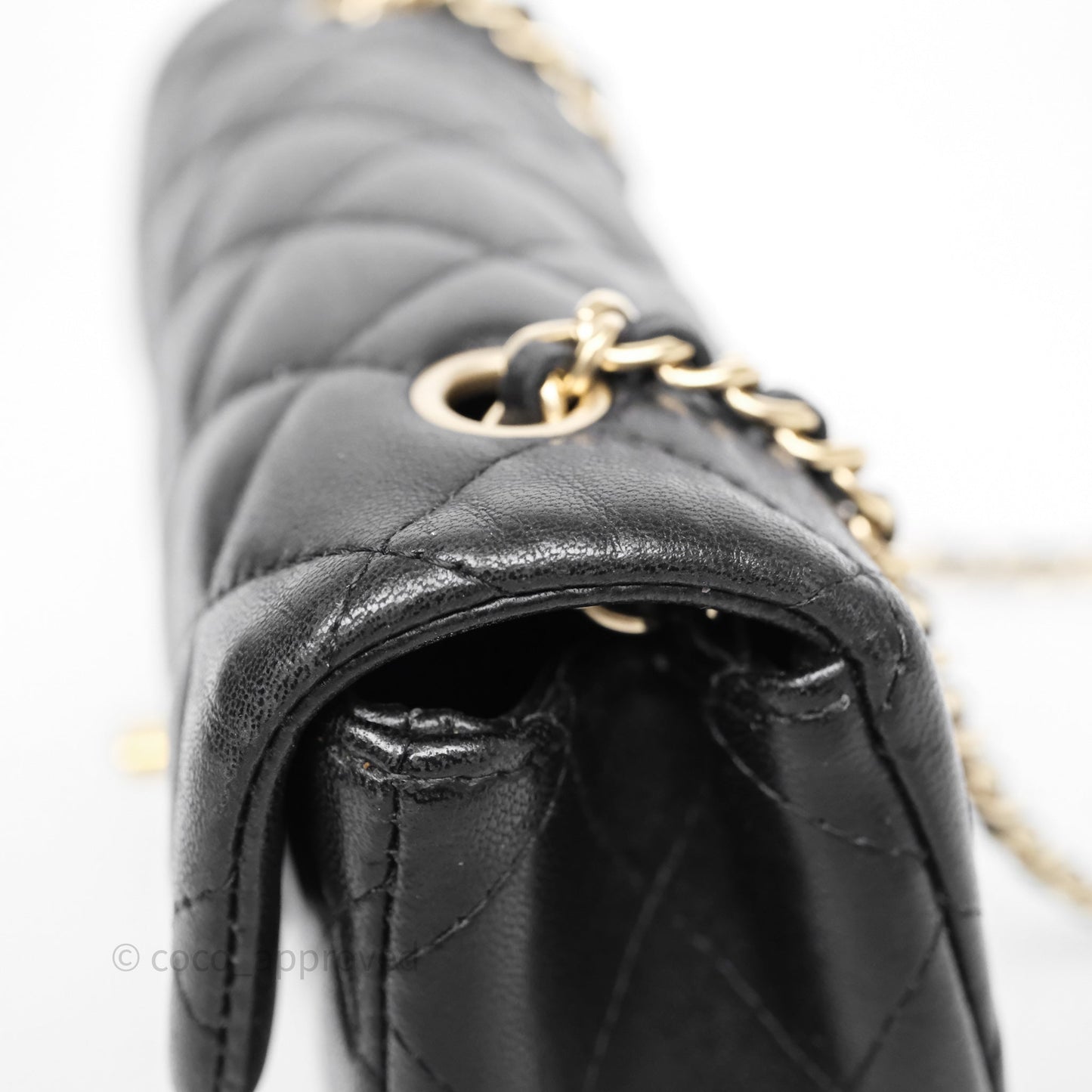 Chanel Quilted Extra Mini Rectangular Flap Black Lambskin Aged Gold Hardware