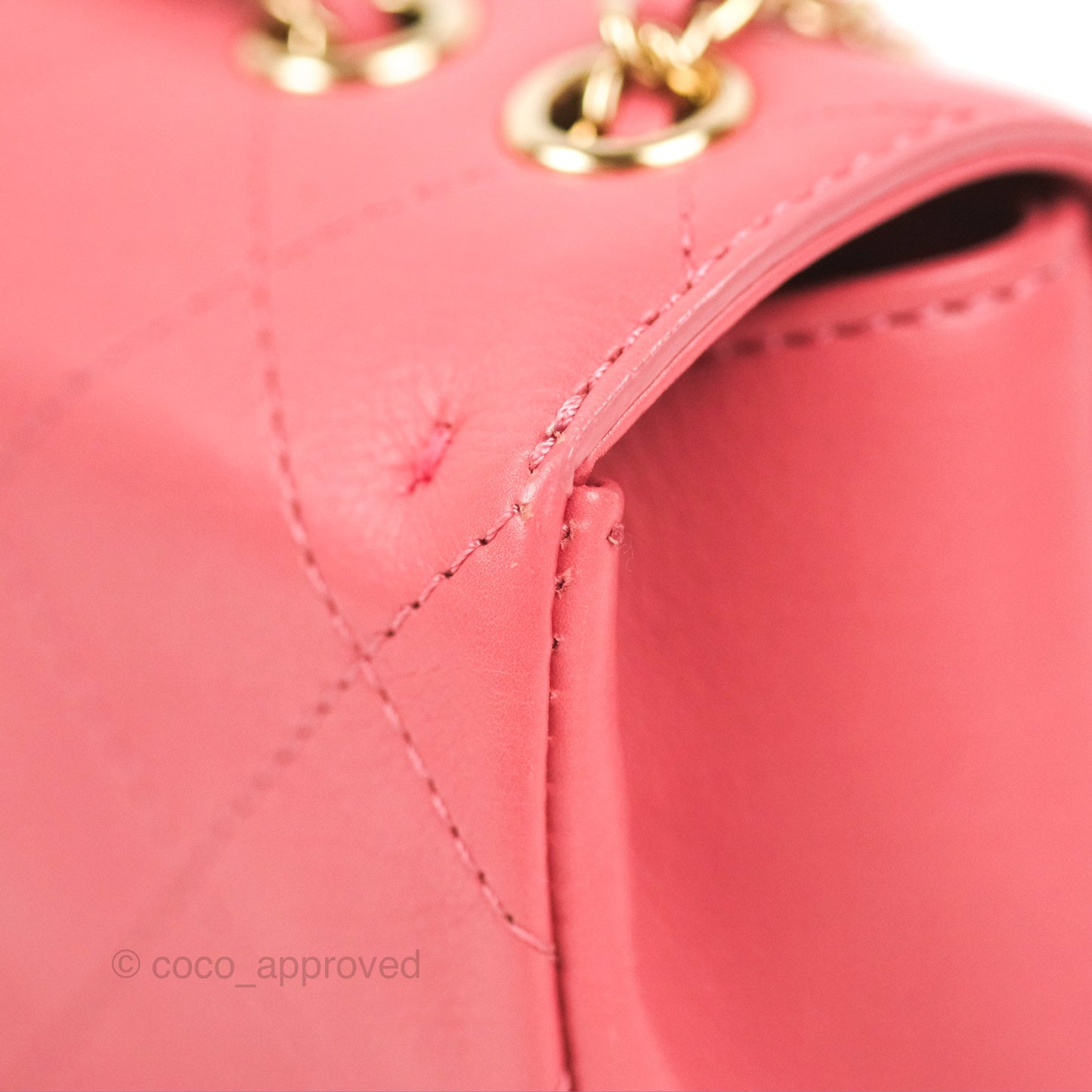 Chanel Small Flat Quilt Round Flap Bag Pink Calfskin Gold Hardware