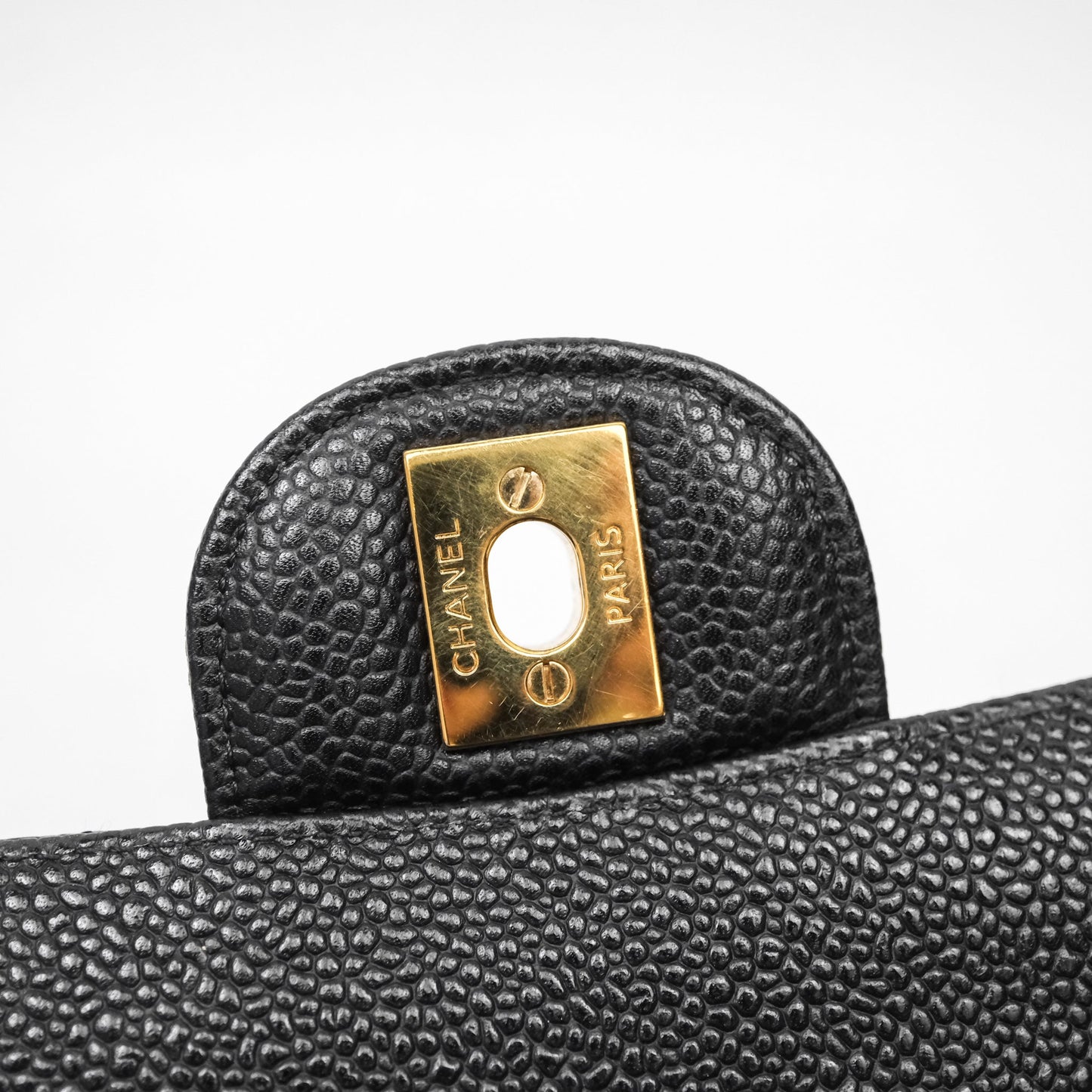 Chanel Classic M/L Medium Flap Quilted Black Caviar Gold Hardware