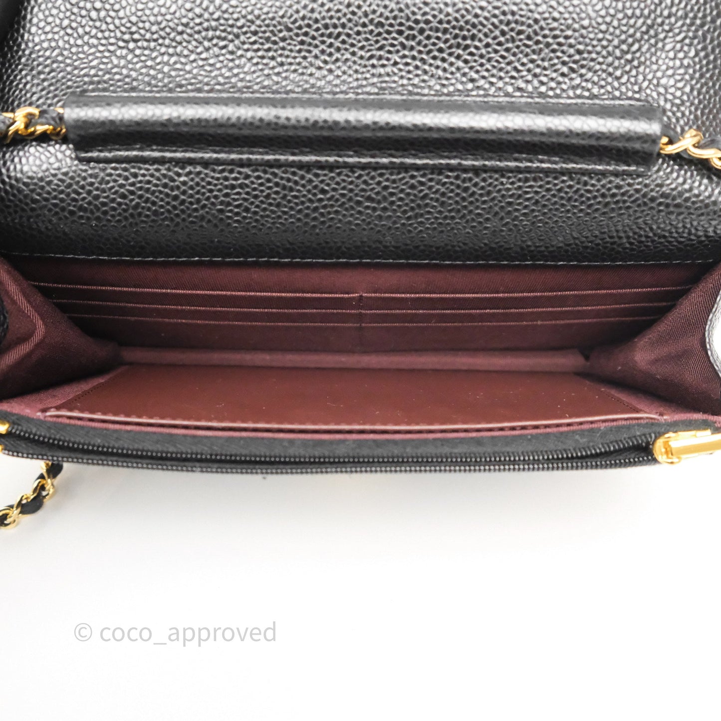 Chanel Classic Wallet On Chain WOC Quilted  Black Caviar Gold Hardware