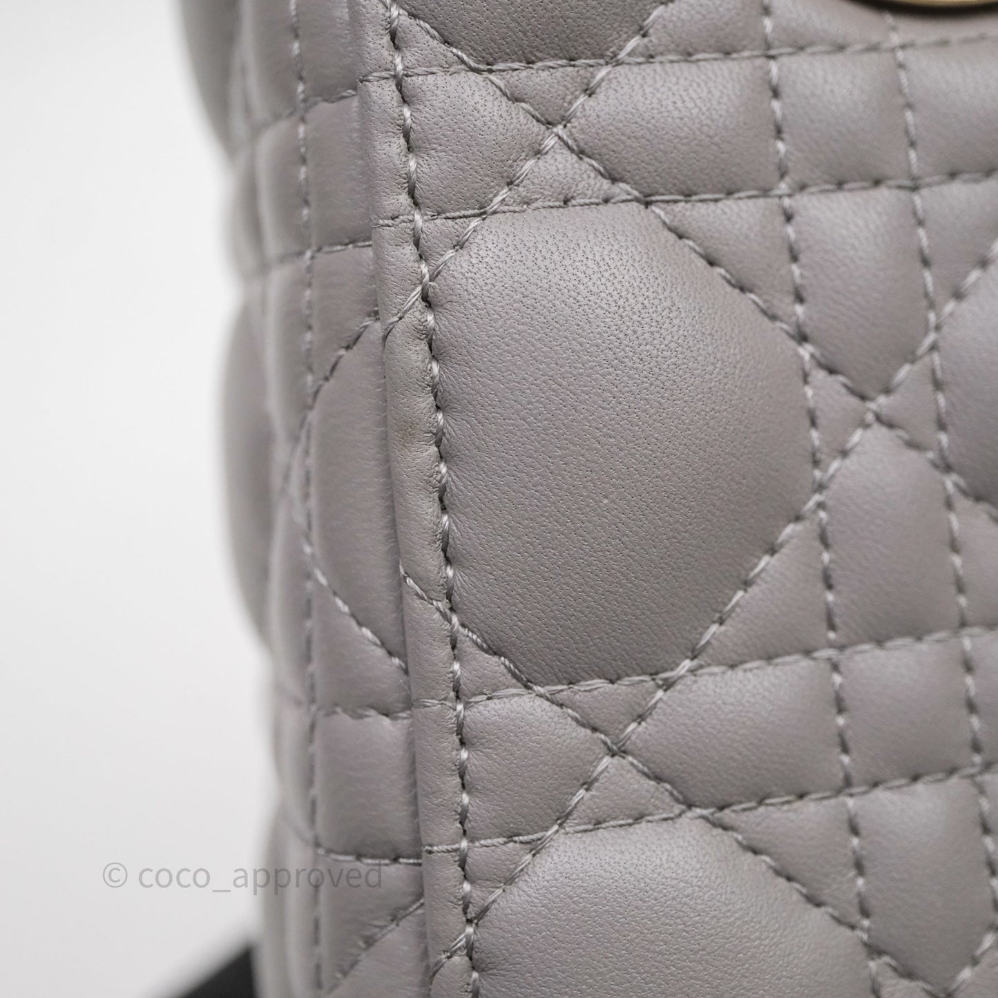 Christian Dior Small Lady Dior Grey Lambskin Gold Hardware