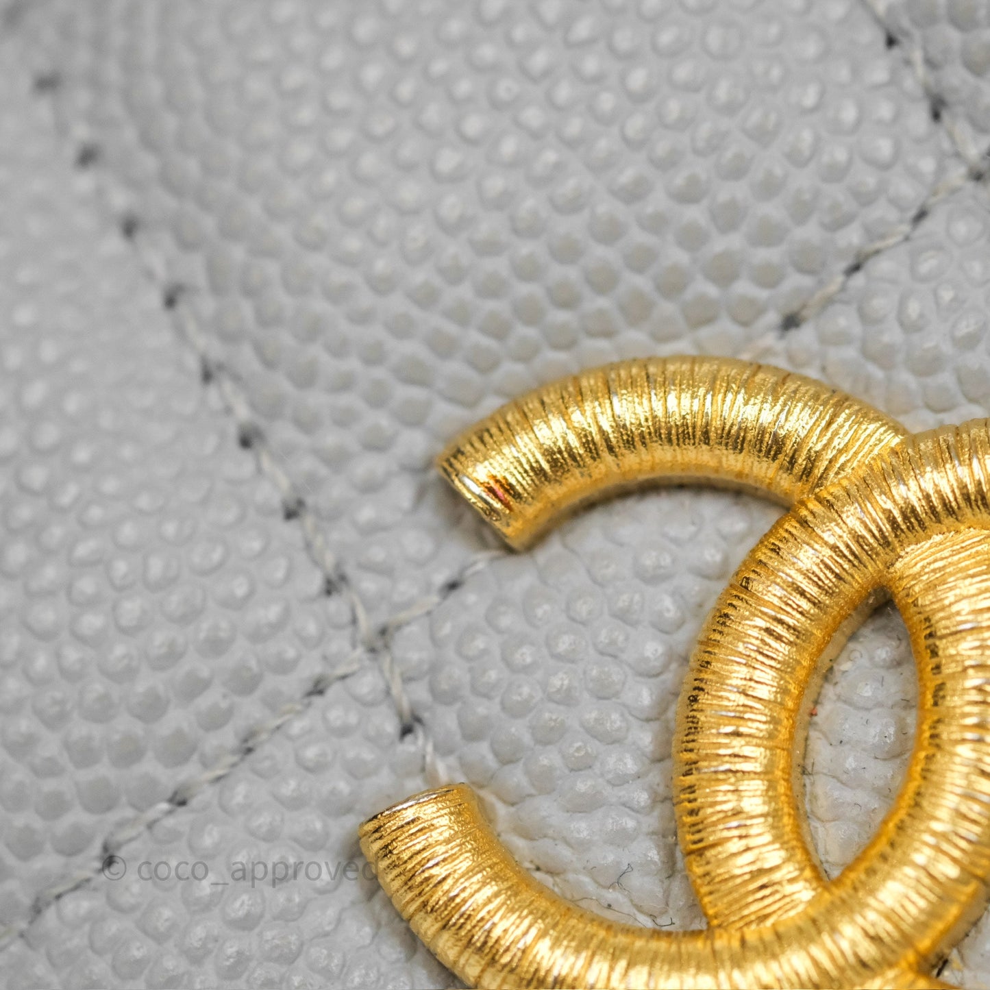 Chanel Quilted Short Wallet Grey Caviar Gold Hardware