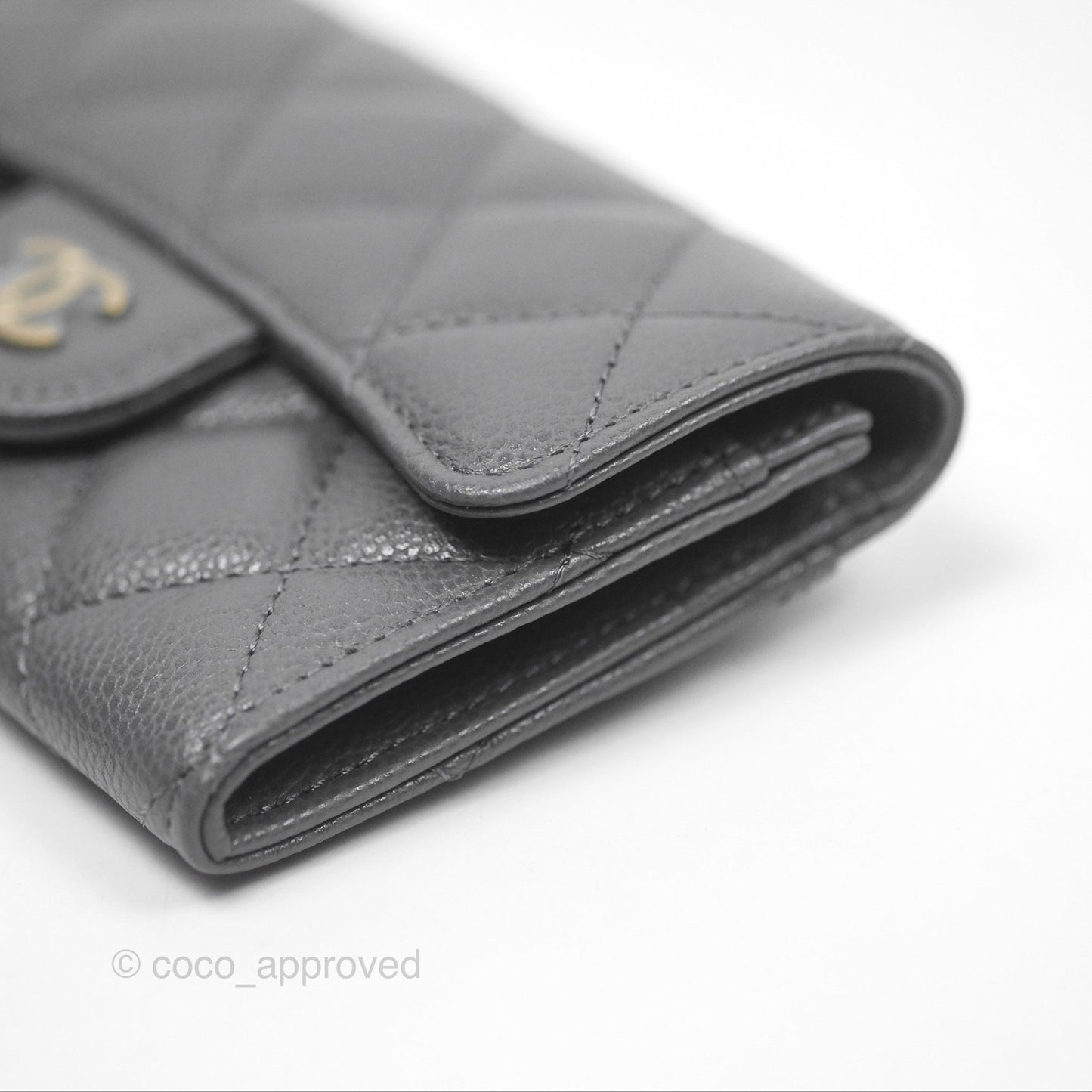 Chanel Classic Flap Card Holder Dark Grey Caviar Gold Hardware