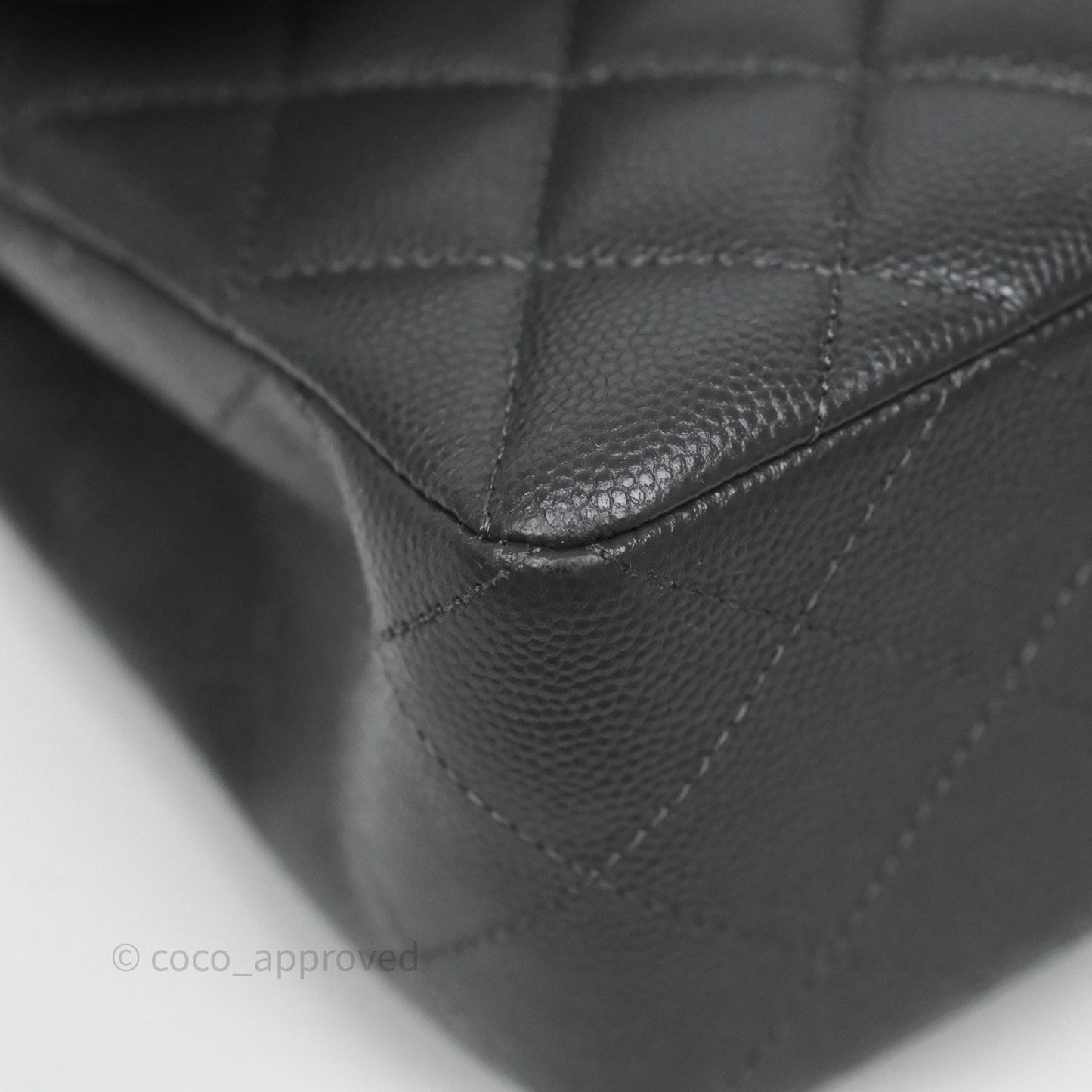 Chanel Small Classic Flap Quilted Dark Grey Caviar Gold Hardware