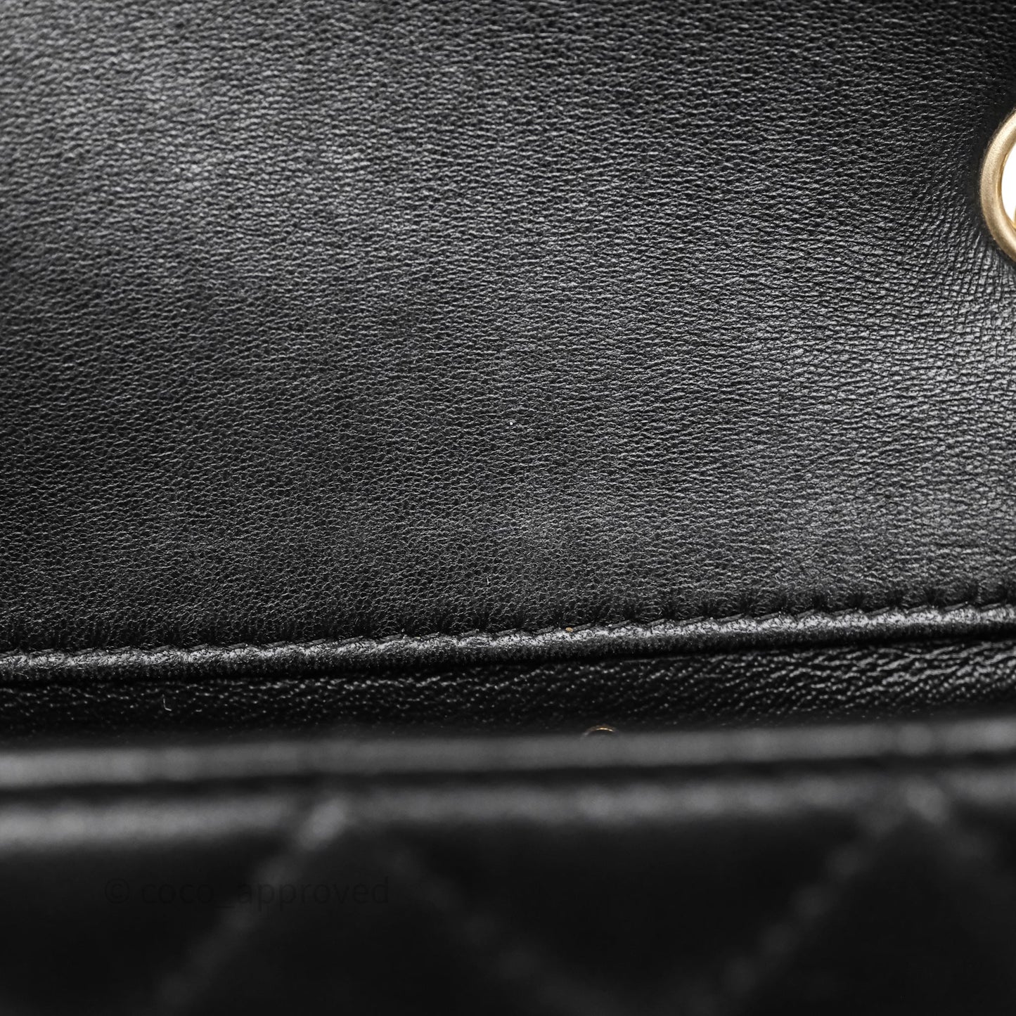 Chanel Quilted Extra Mini Rectangular Flap Black Lambskin Aged Gold Hardware