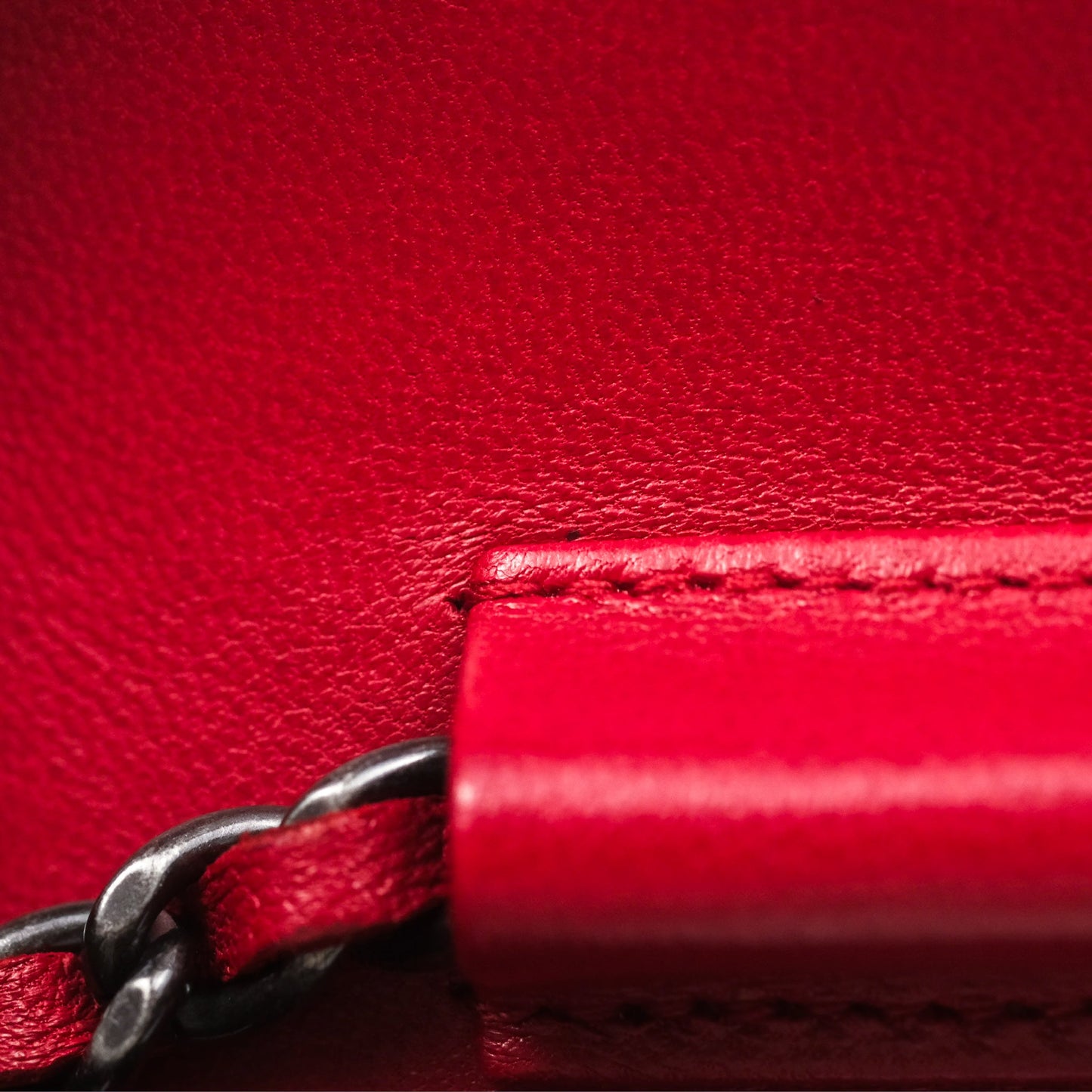 Chanel Boy Wallet on Chain WOC Red Lambskin Ruthenium Hardware