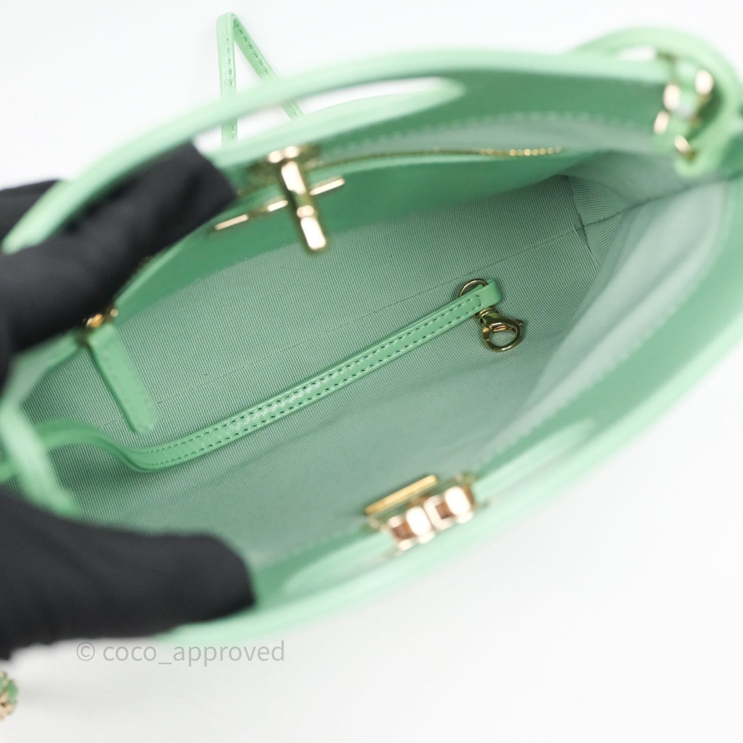 Chanel Mini 31 Green Shiny Lambskin Gold Hardware