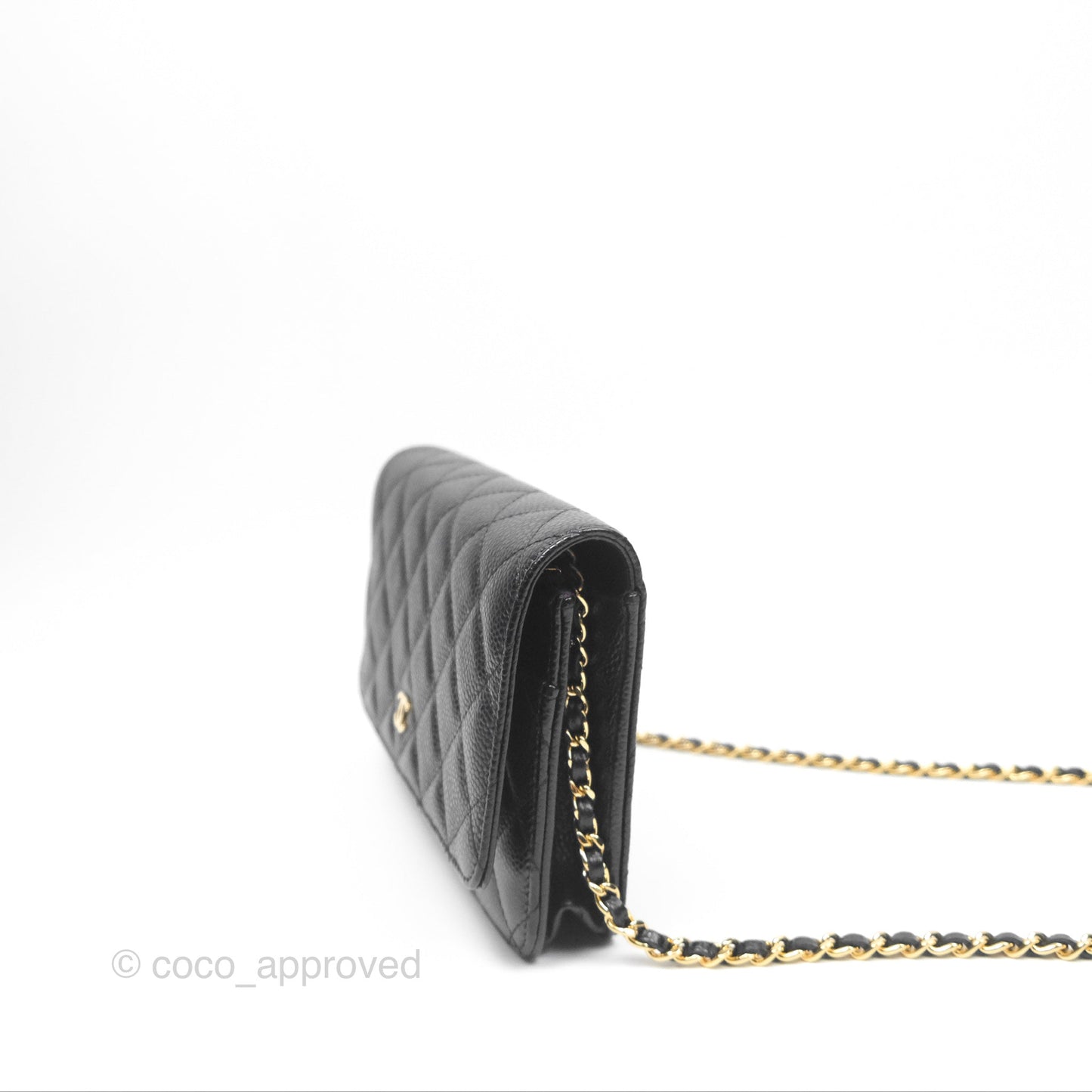 Chanel Classic Wallet On Chain WOC Quilted Black Caviar Gold Hardware