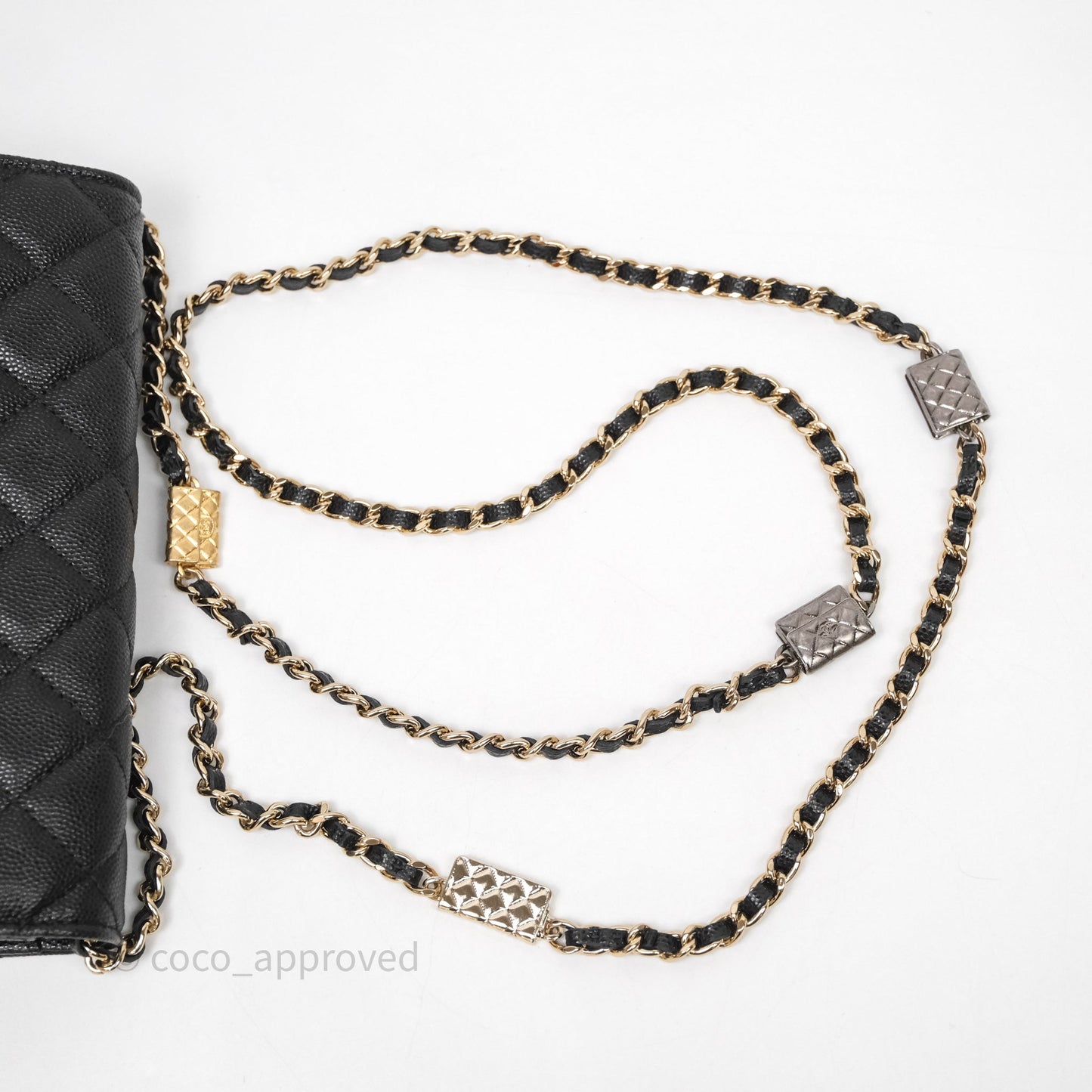 Chanel Quilted WOC with Charms Black Caviar Gold Hardware