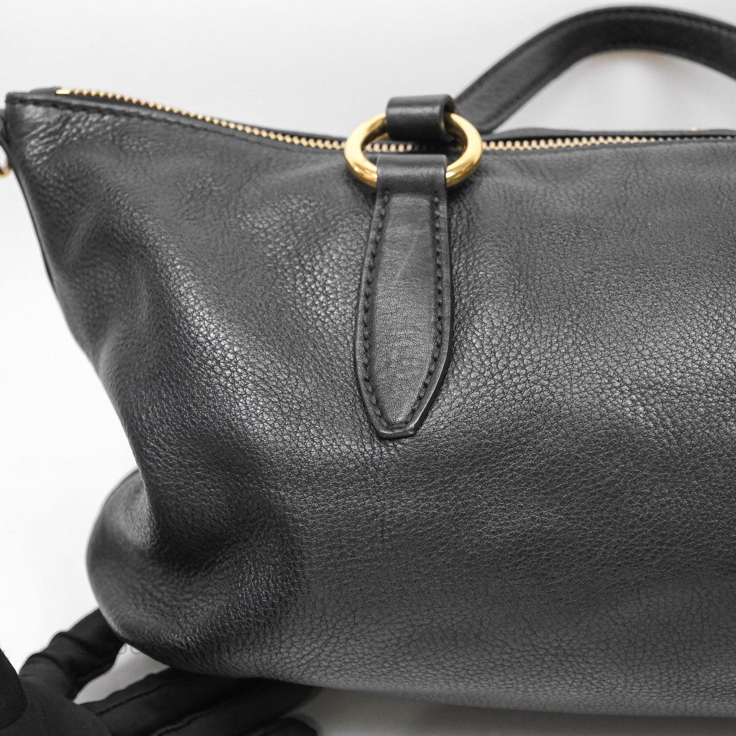 Miu Miu Vitello Tote Bag Black Gold Hardware