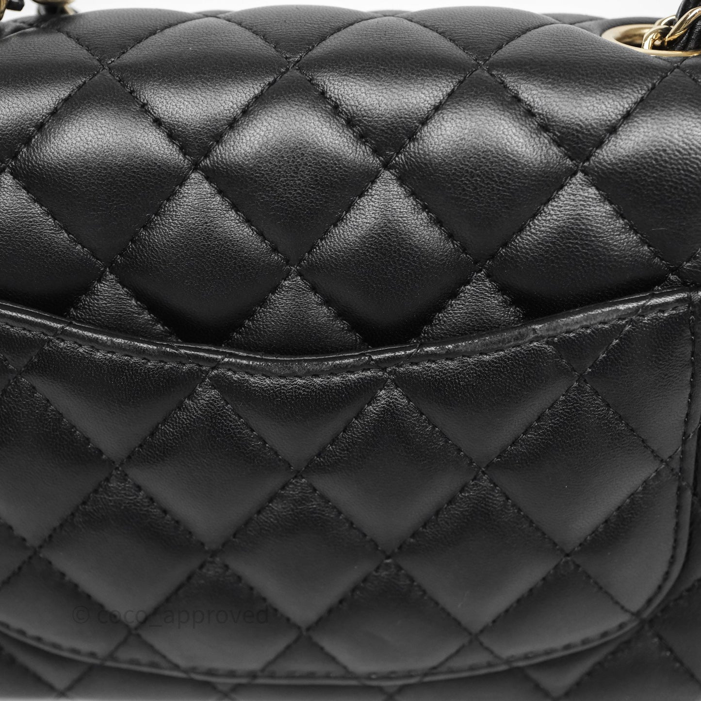 Chanel Mini Square Quilted Black Lambskin Gold Hardware