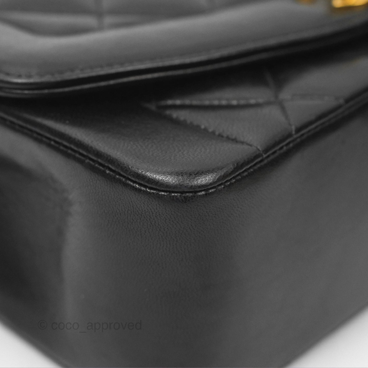 Chanel Vintage Small Quilted Classic Diana Flap Bag Black Lambskin 24K Gold Hardware