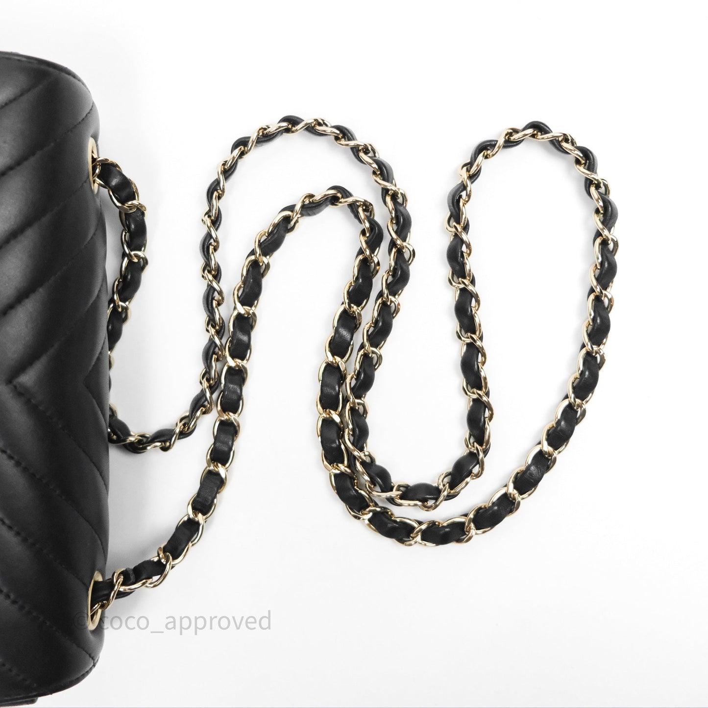 Chanel Quilted Mini Rectangular Chevron Black Lambskin Gold Hardware
