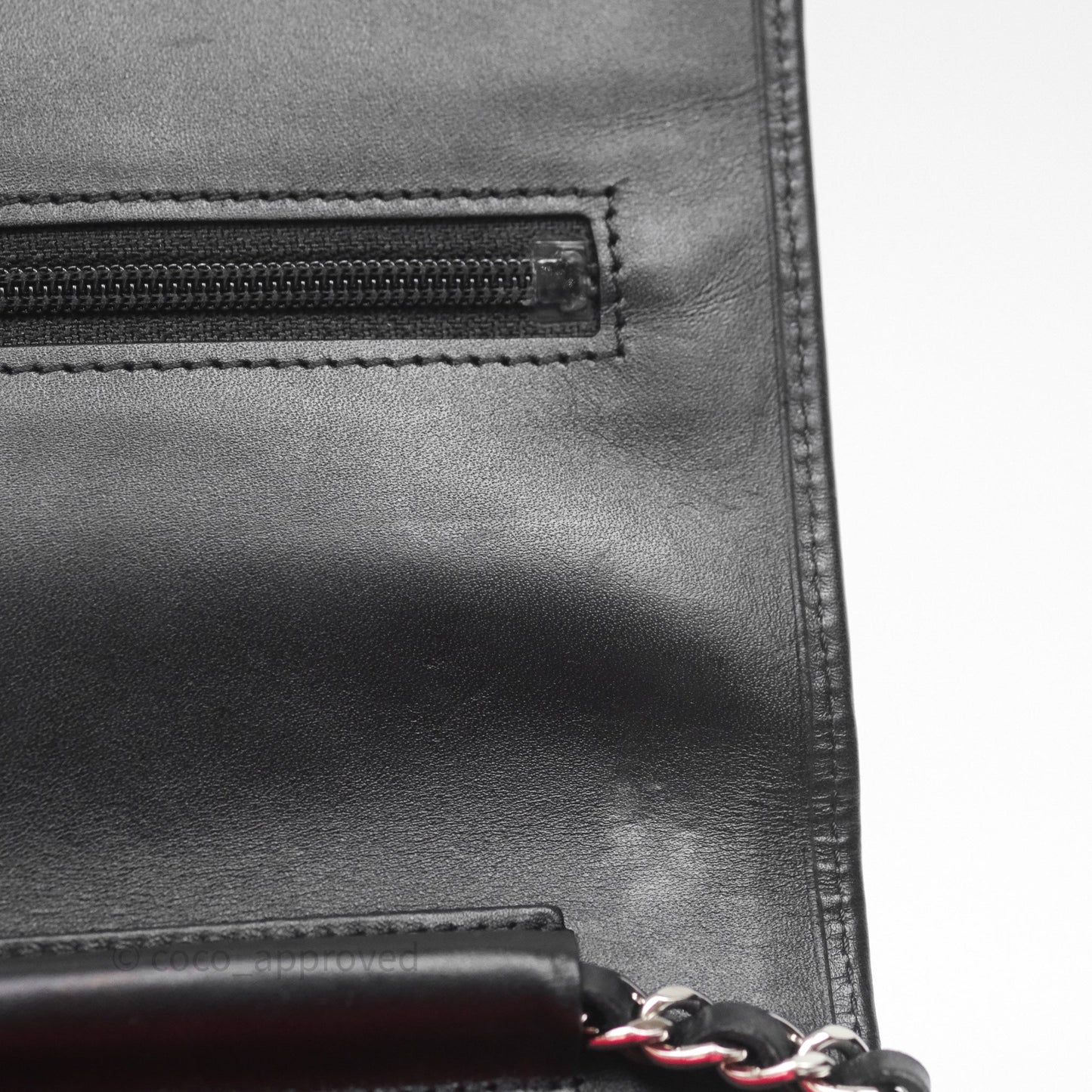 Chanel Quilted Cambon Wallet on Chain WOC Black Calfskin Silver Hardware