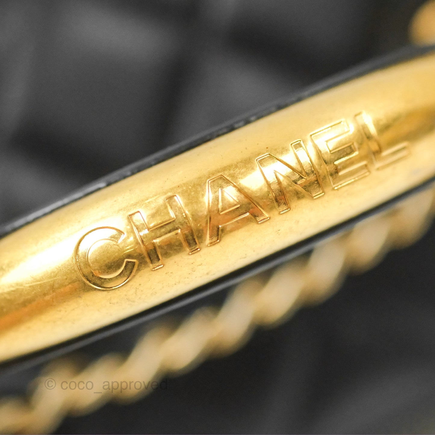 Chanel Vanity Rectangular Metal Top Handle Black Lambskin Aged Gold Hardware 22B