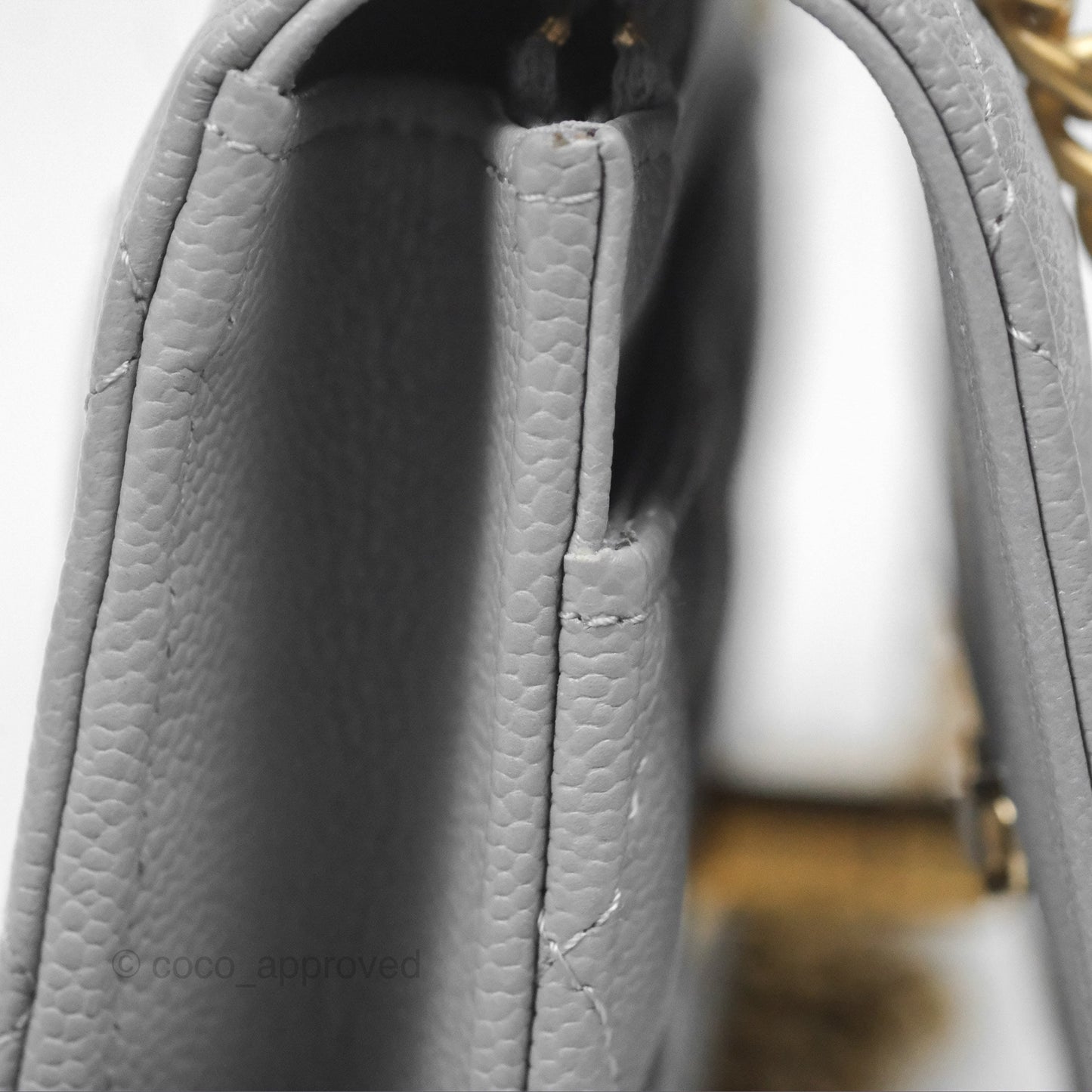 Chanel Heart Adjustable Chain WOC Grey Caviar Aged Gold Hardware