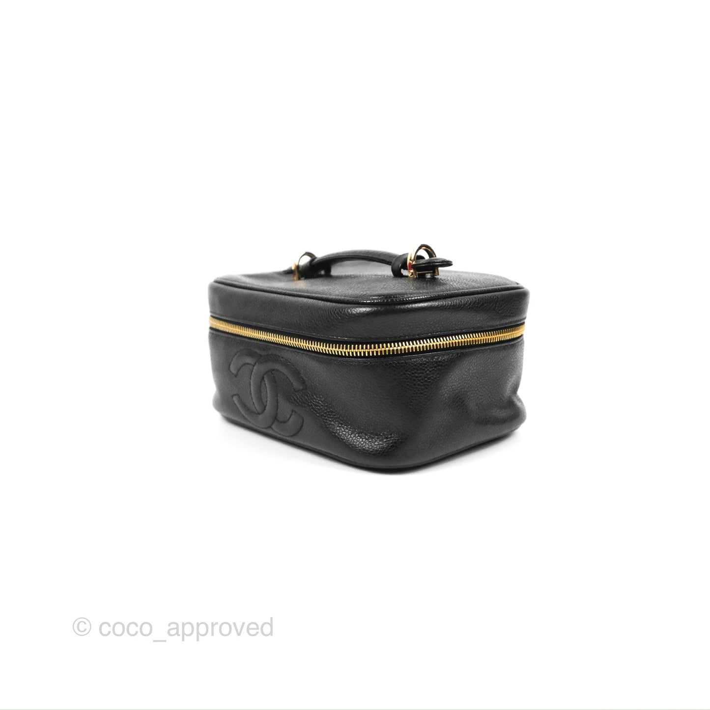 Chanel Vintage Vanity Case Black Caviar Gold Hardware