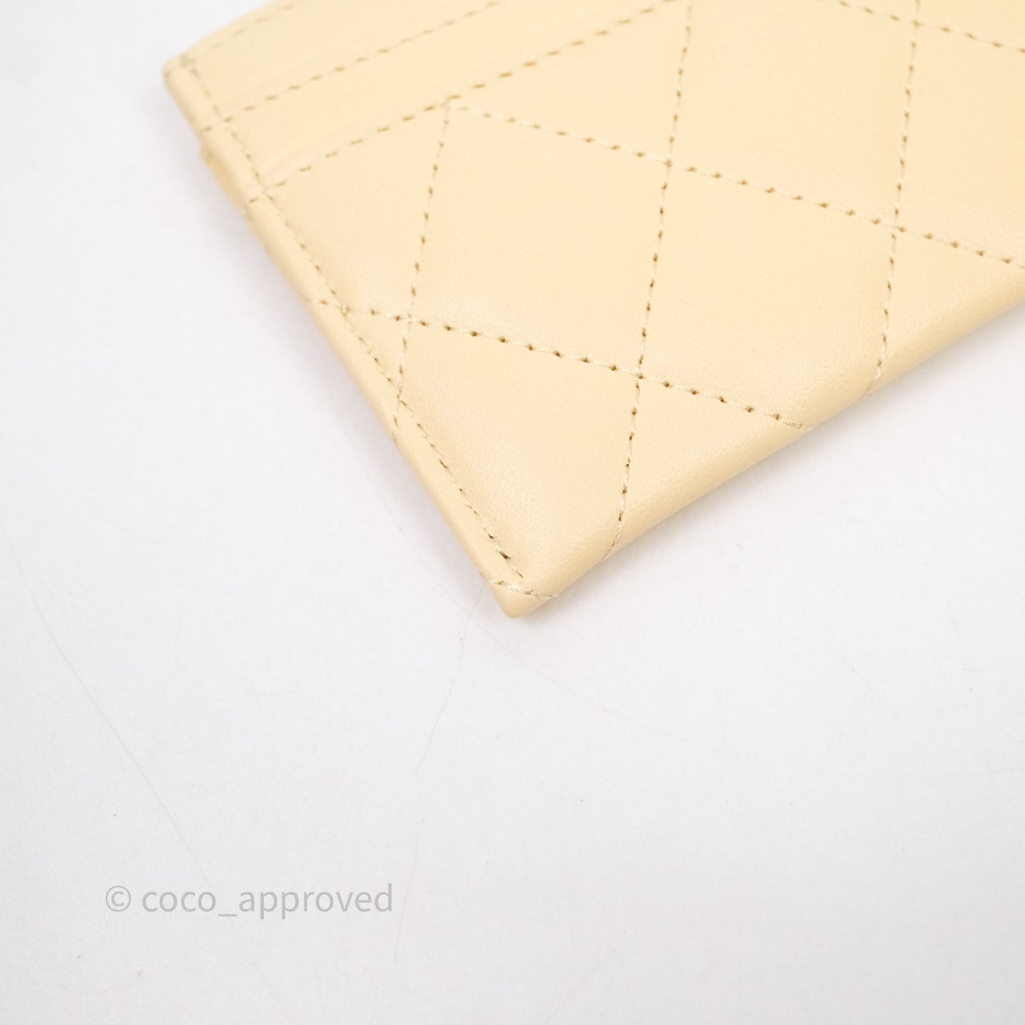 Chanel Classic Flat Card Holder Yellow Lambskin Gold Hardware