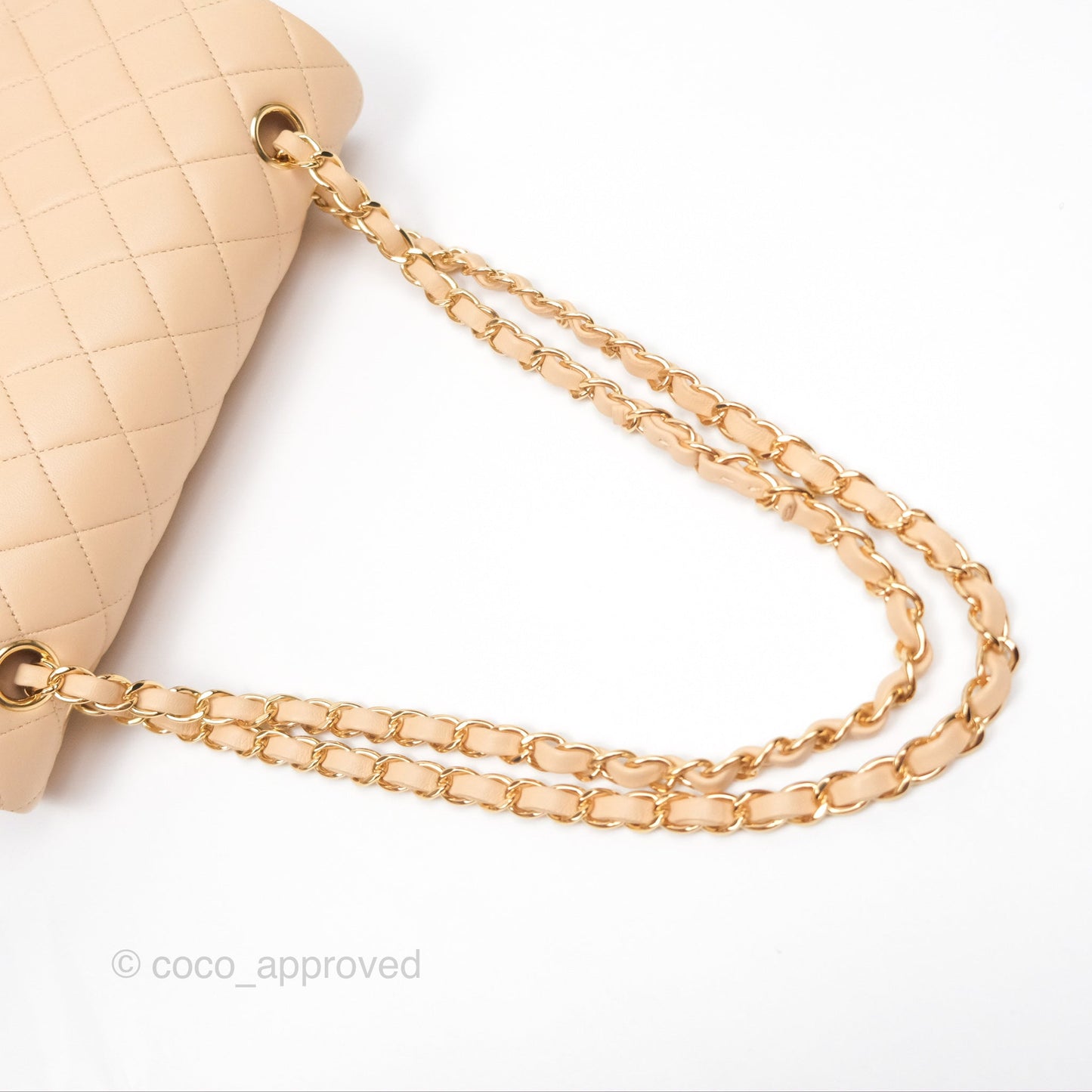 Chanel Classic M/L Medium Flap Quilted Beige Lambskin Gold Hardware
