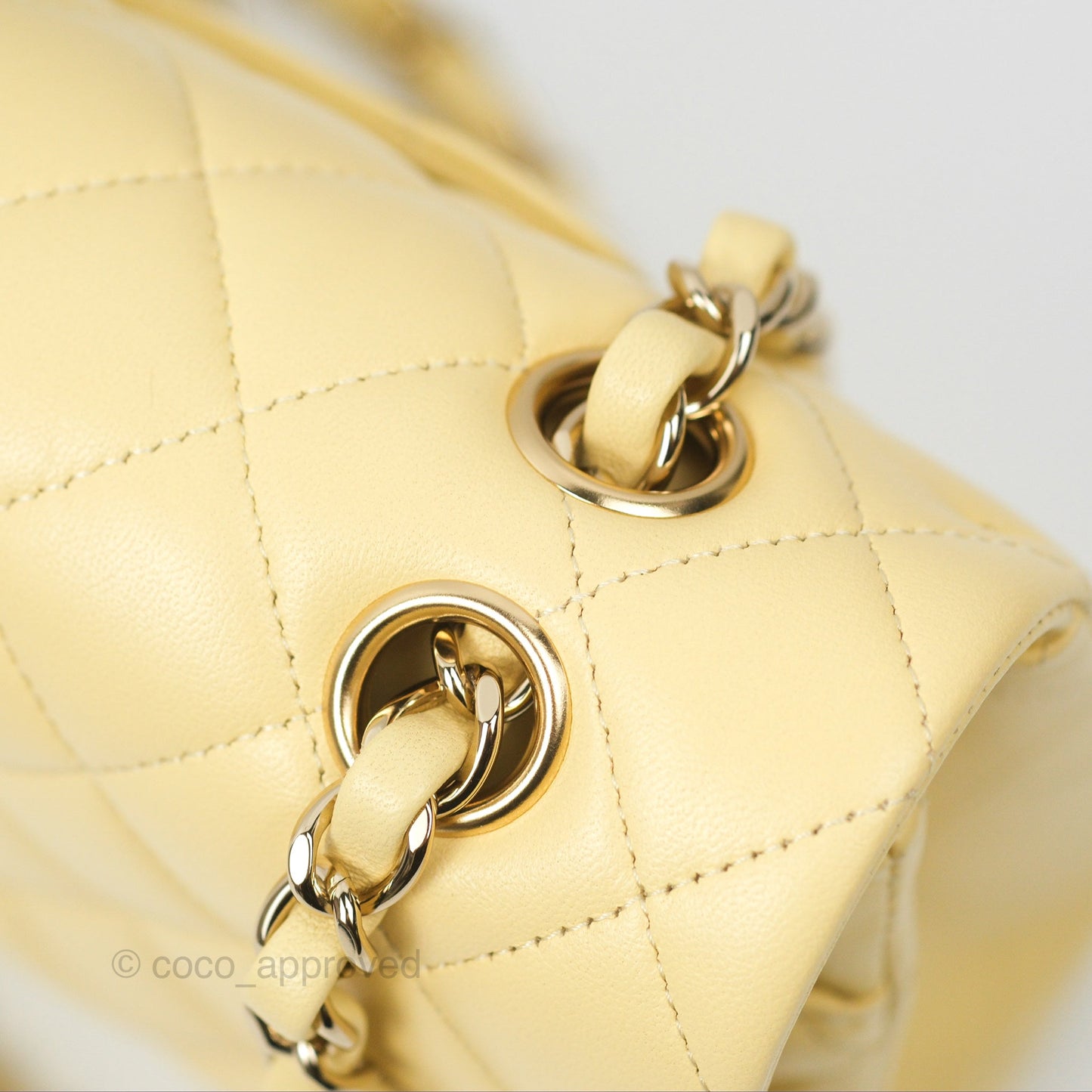 Chanel Classic M/L Medium Flap Quilted Yellow Lambskin Gold Hardware