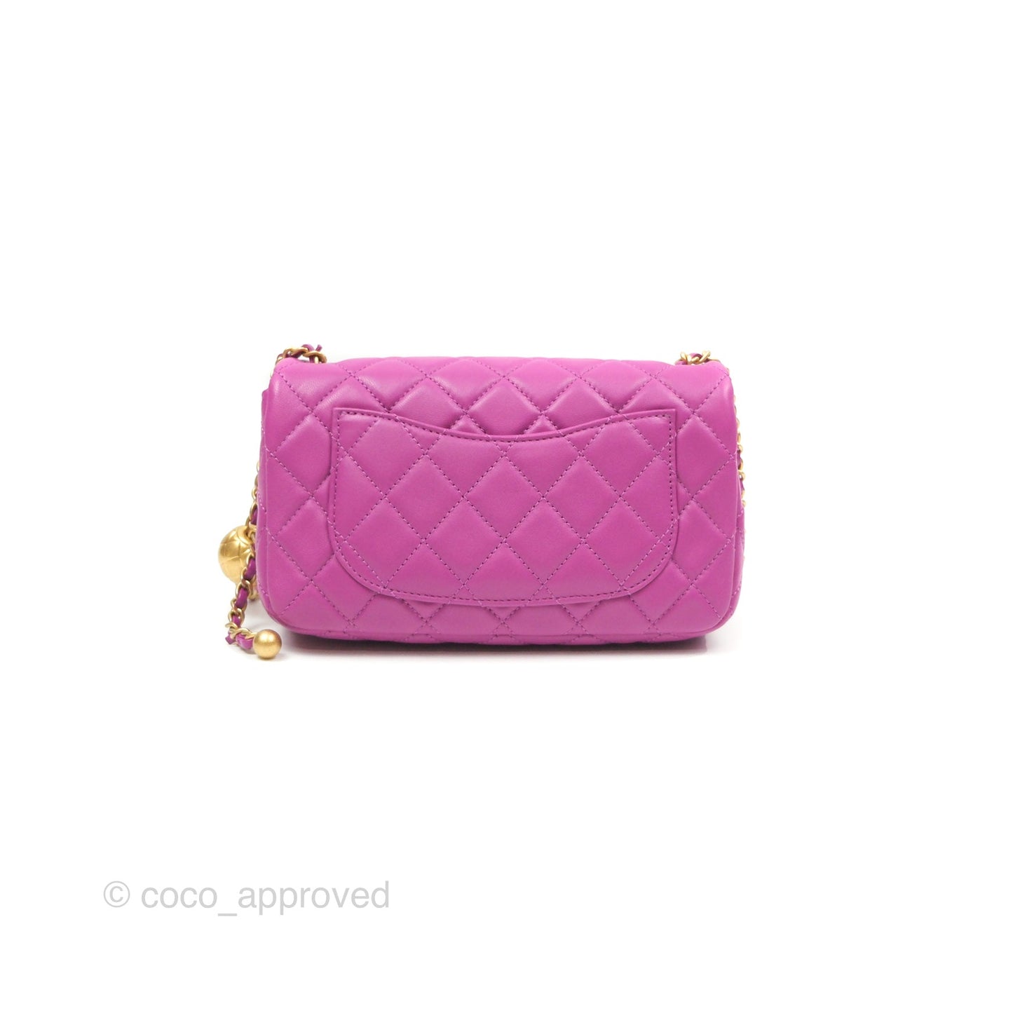 Chanel Mini Rectangular Pearl Crush Quilted Purple Lambskin Aged Gold Hardware
