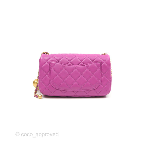 Chanel Mini Rectangular Pearl Crush Quilted Purple Lambskin Aged Gold Hardware