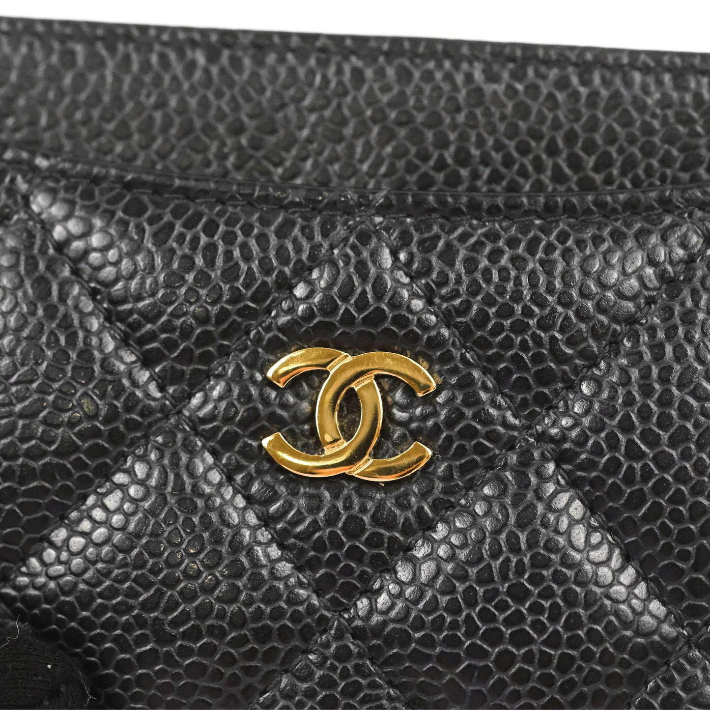 Chanel Classic Flat Card Holder Black Caviar Gold Hardware
