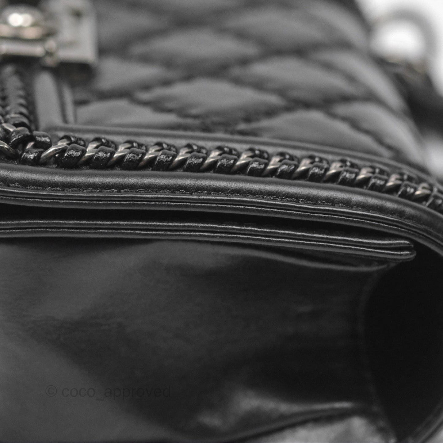 Chanel Small Chain Around Top Handle Boy Black Calfskin Ruthenium Hardware