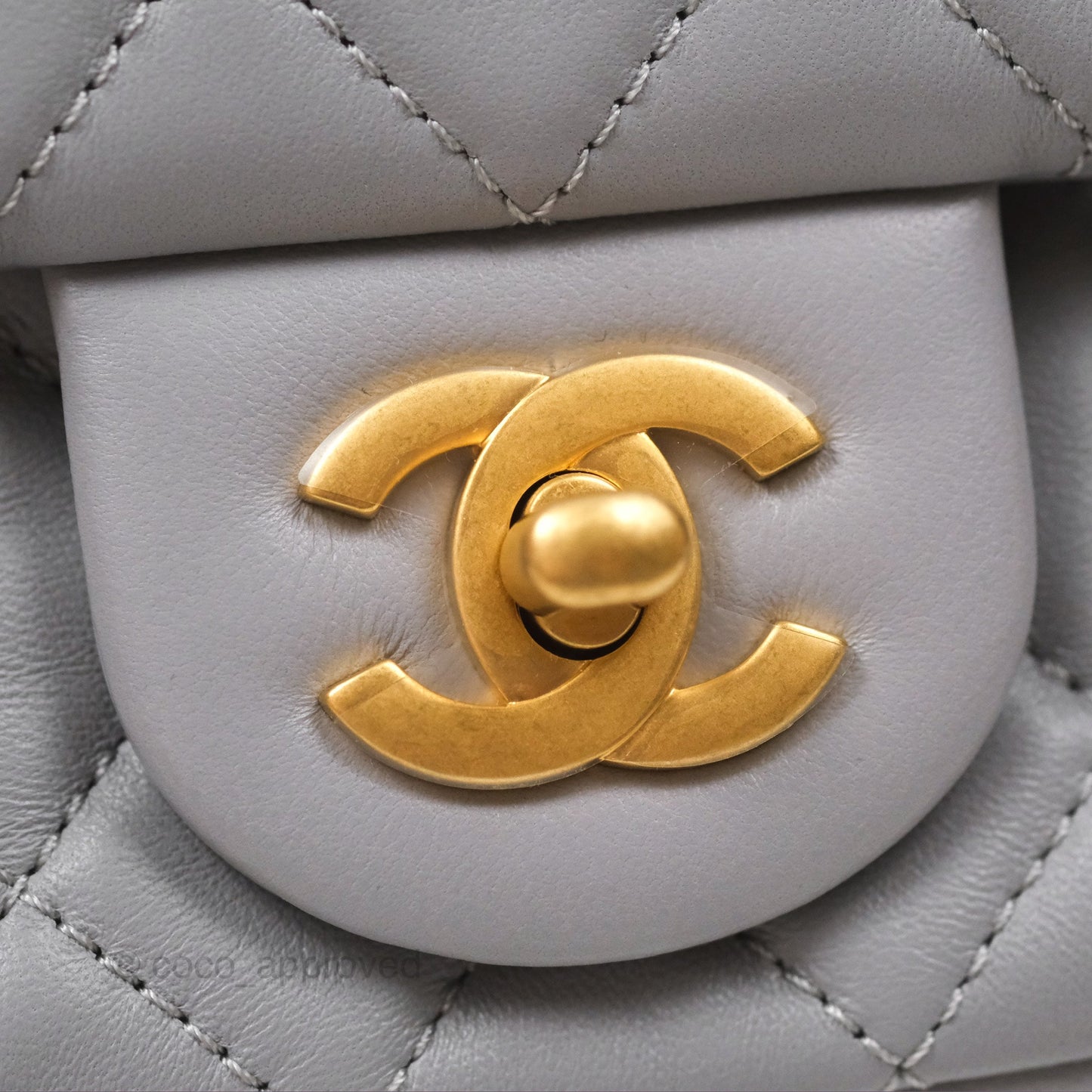 Chanel Mini Rectangular Pearl Crush Grey Lambskin Aged Gold Hardware