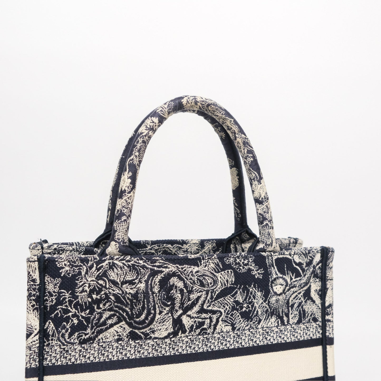 Dior New Small Book Tote Embroidered Toile De Jouy Navy