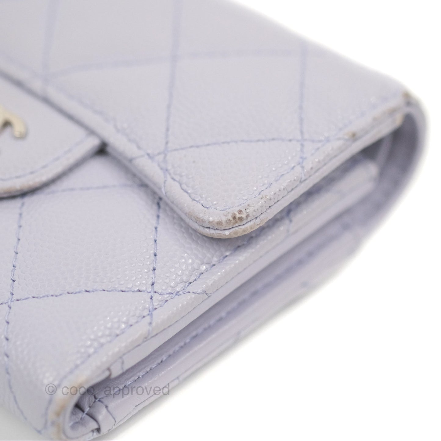 Chanel Classic Short Flap Wallet Lilac Caviar Silver Hardware