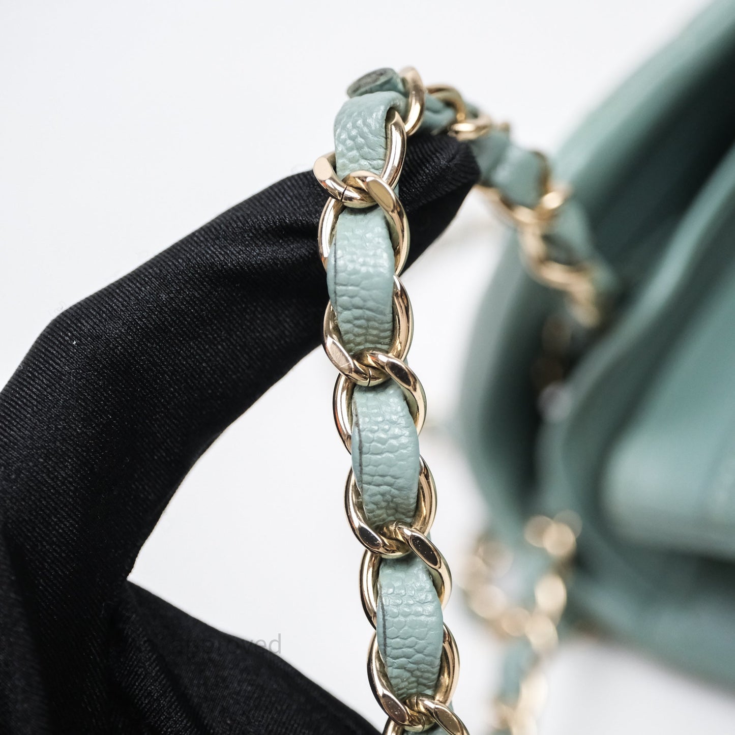 Chanel Small Quilted Classic Flap Tiffany Green Cavier Gold Hardware