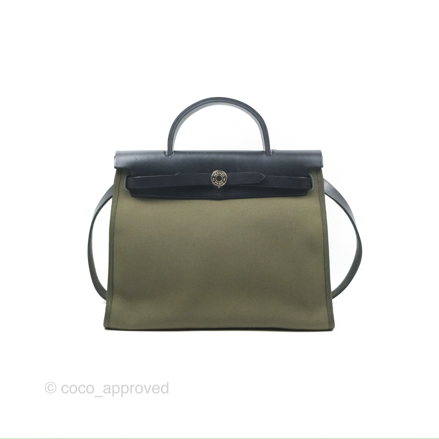 Hermès Herbag Zip 31 Khaki Canvas Palladium Hardware