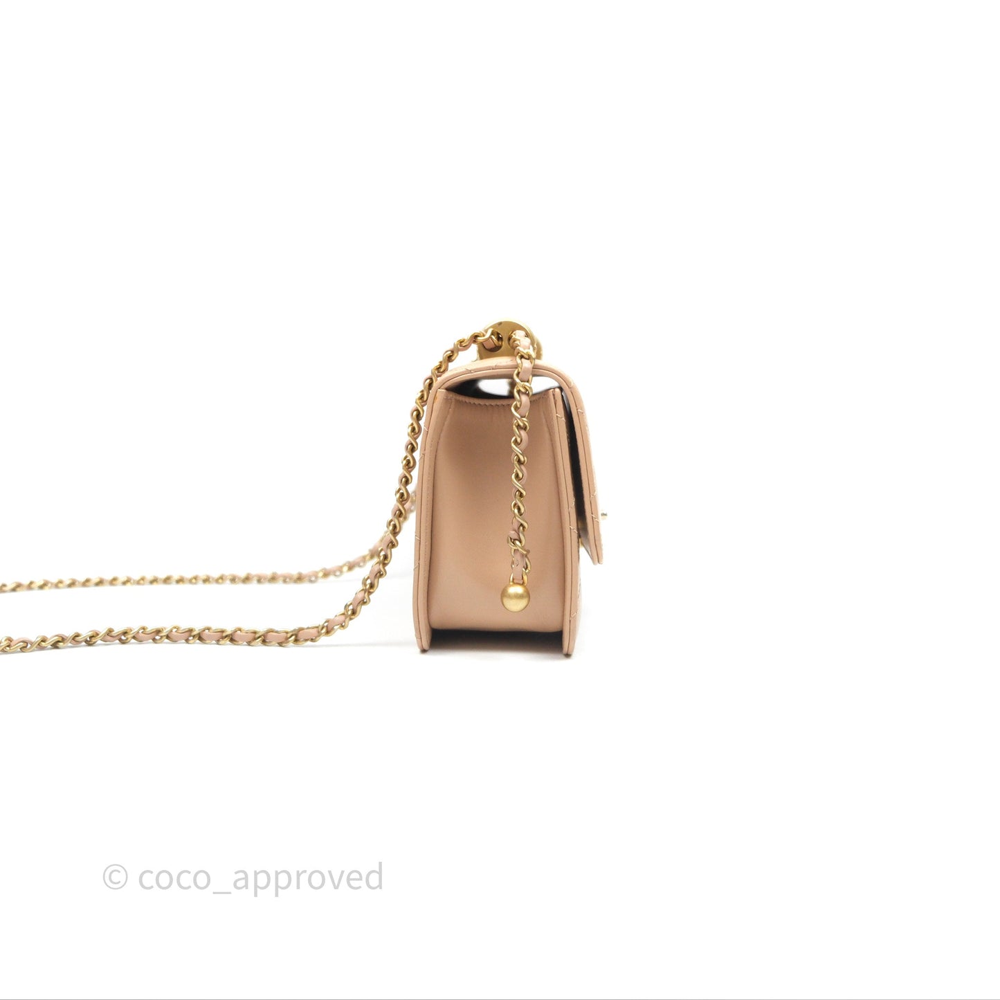 Chanel Quilted Mini Perfect Fit Adjustable Beige Calfskin Gold Hardware