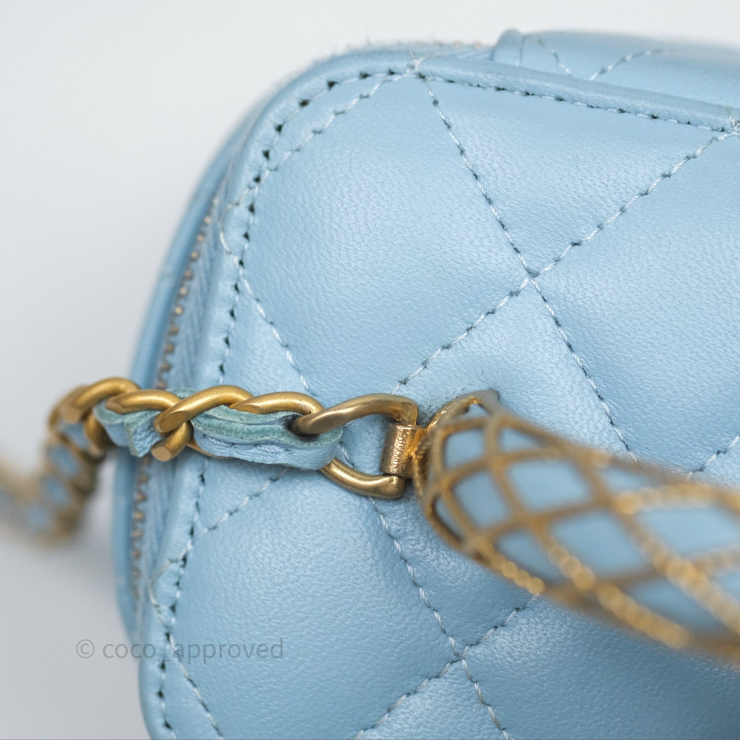 Chanel Vanity Rectangular Top Handle Blue Lambskin Gold Hardware