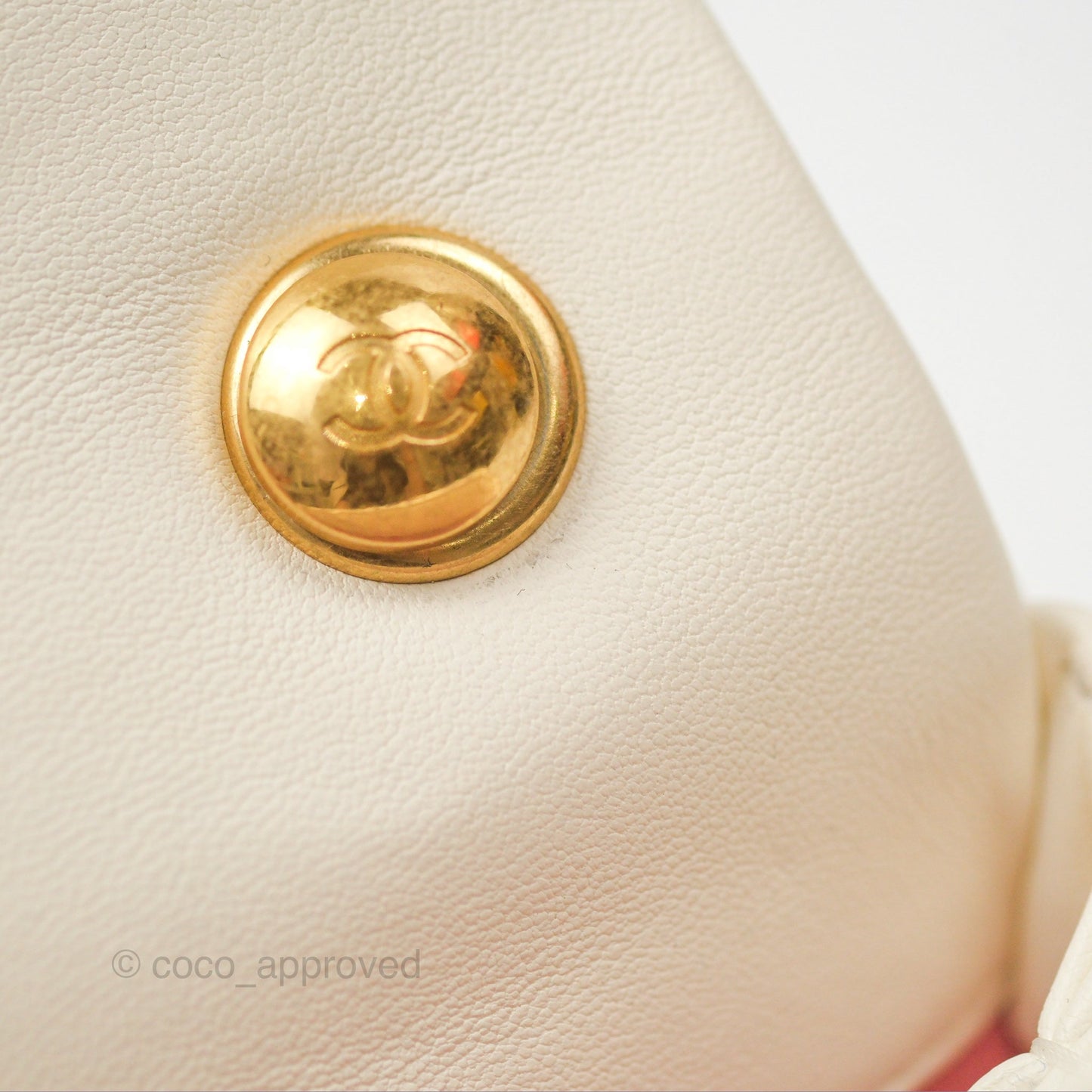 Chanel Quilted Flap Bag With Chanel Logo Top Handle White Calfskin Gold Hardware
