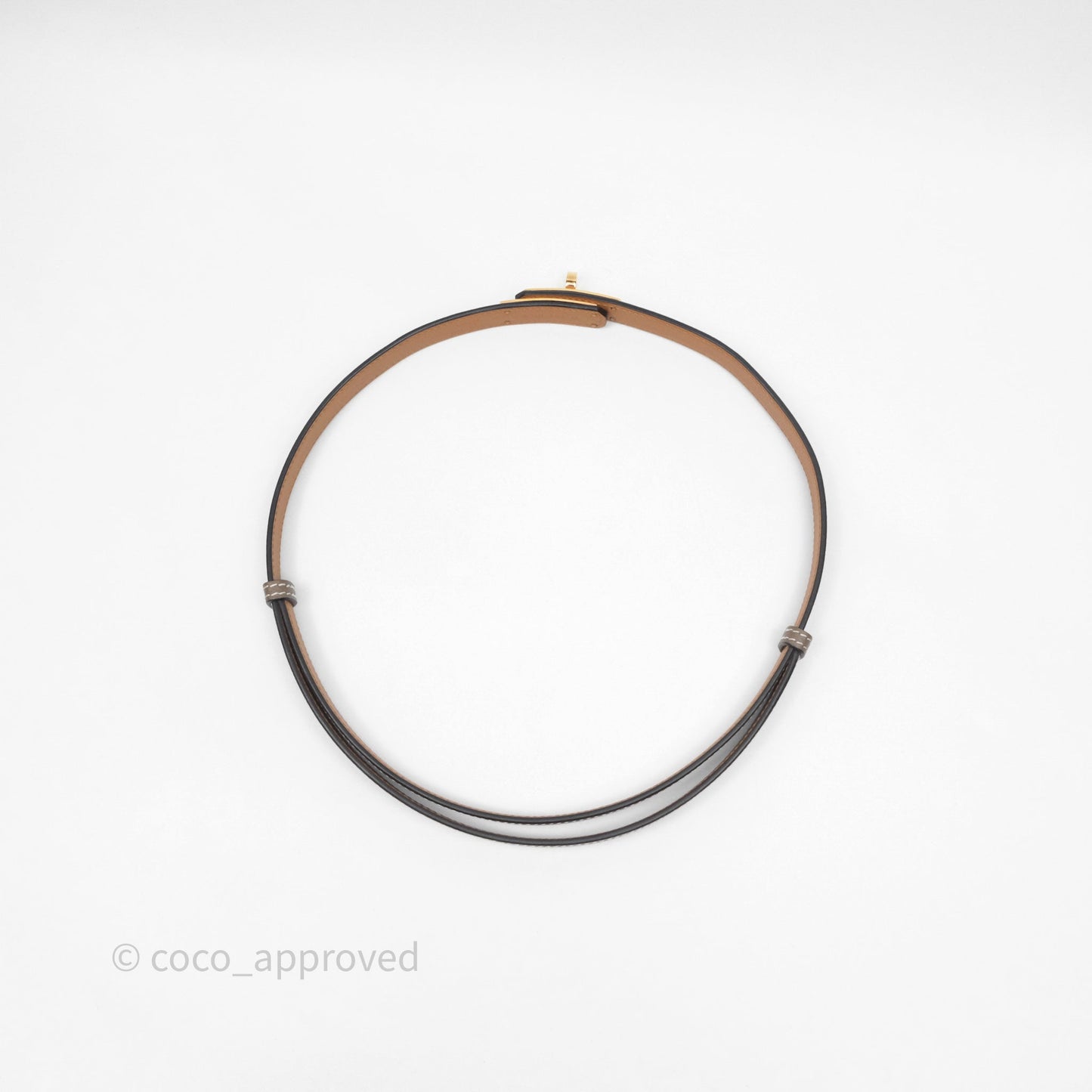 Hermès Kelly Buckle Belt Etoupe Epsom Rose Gold Hardware