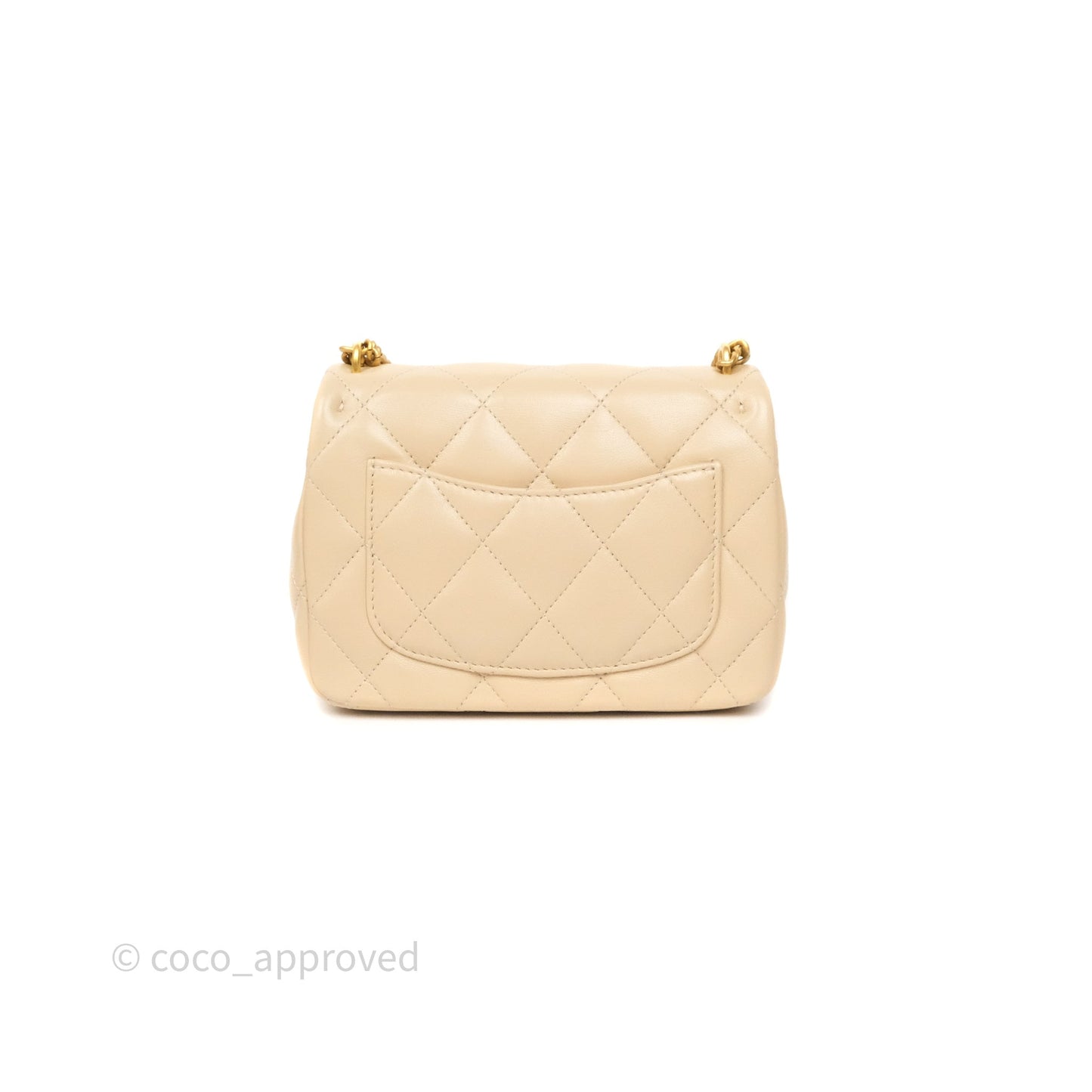Chanel Sweetheart Mini Flap Beige Shiny Lambskin Aged Gold Hardware