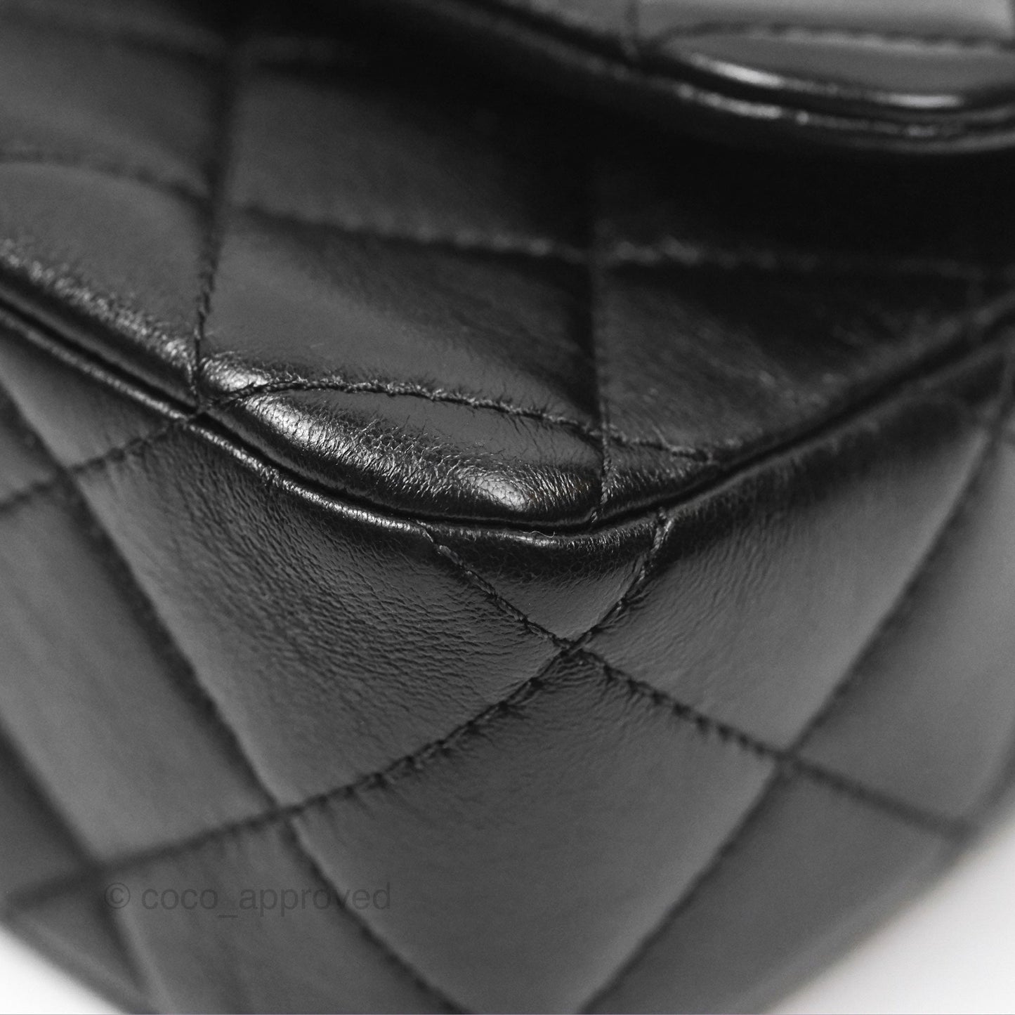 Chanel CC Chain Shoulder Bag Black Shiny Aged Calfskin