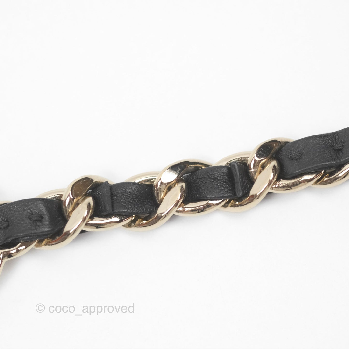 Chanel Black Leather CC Headband Gold Tone 22P