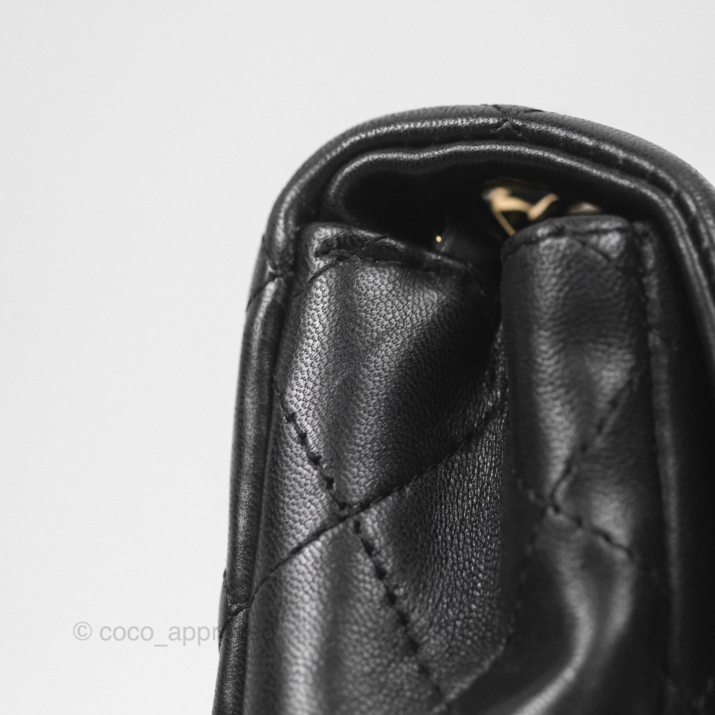 Chanel Quilted East West Flap Bag Black Lambskin Gold Hardware