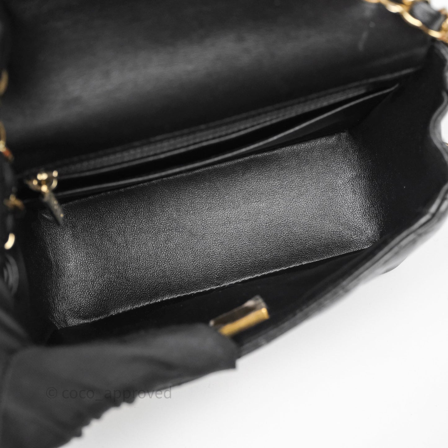 Chanel Mini Square Quilted Black Lambskin Gold Hardware