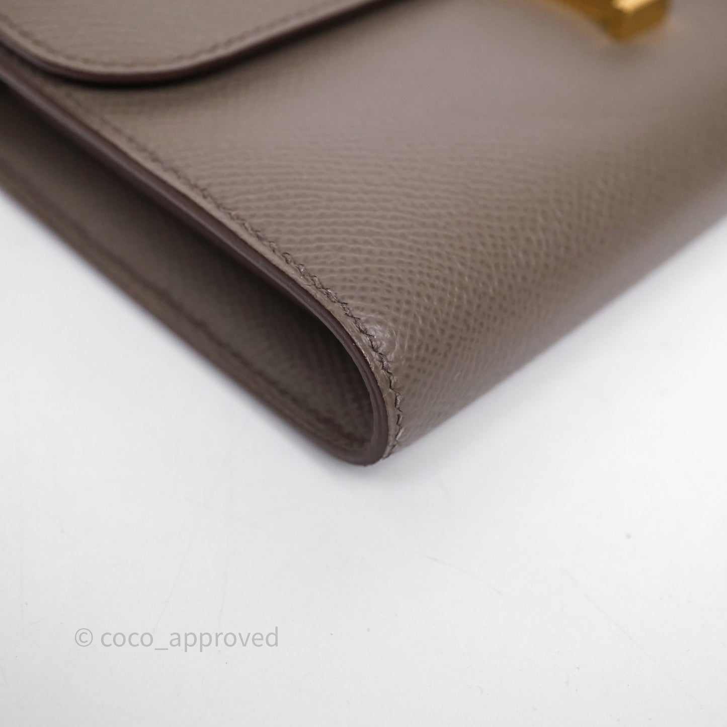 Hermès Constance To Go Wallet Gris Etain 8F Epsom Gold hardware