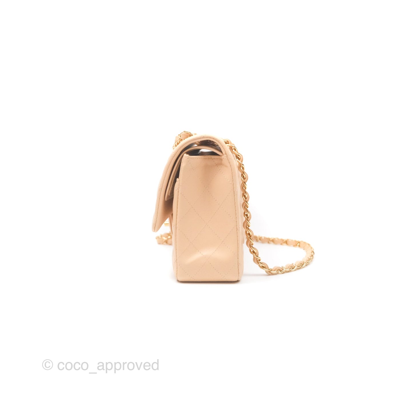 Chanel Classic M/L Medium Flap Quilted Beige Lambskin Gold Hardware