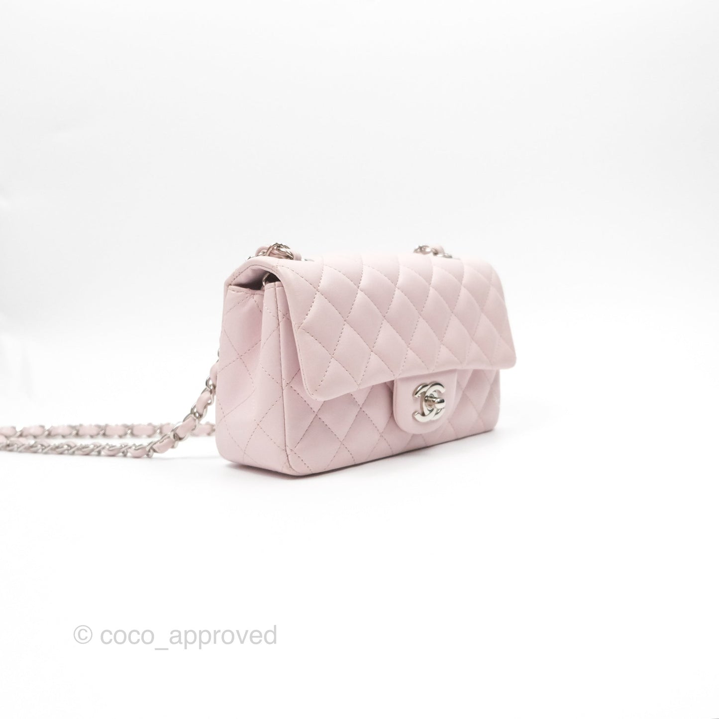 Chanel Quilted Mini Rectangular Light Pink Lambskin Silver Hardware
