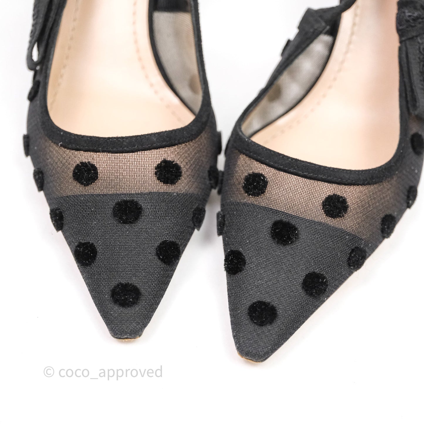 Christian Dior Black Dot Dot Slingback Size 39