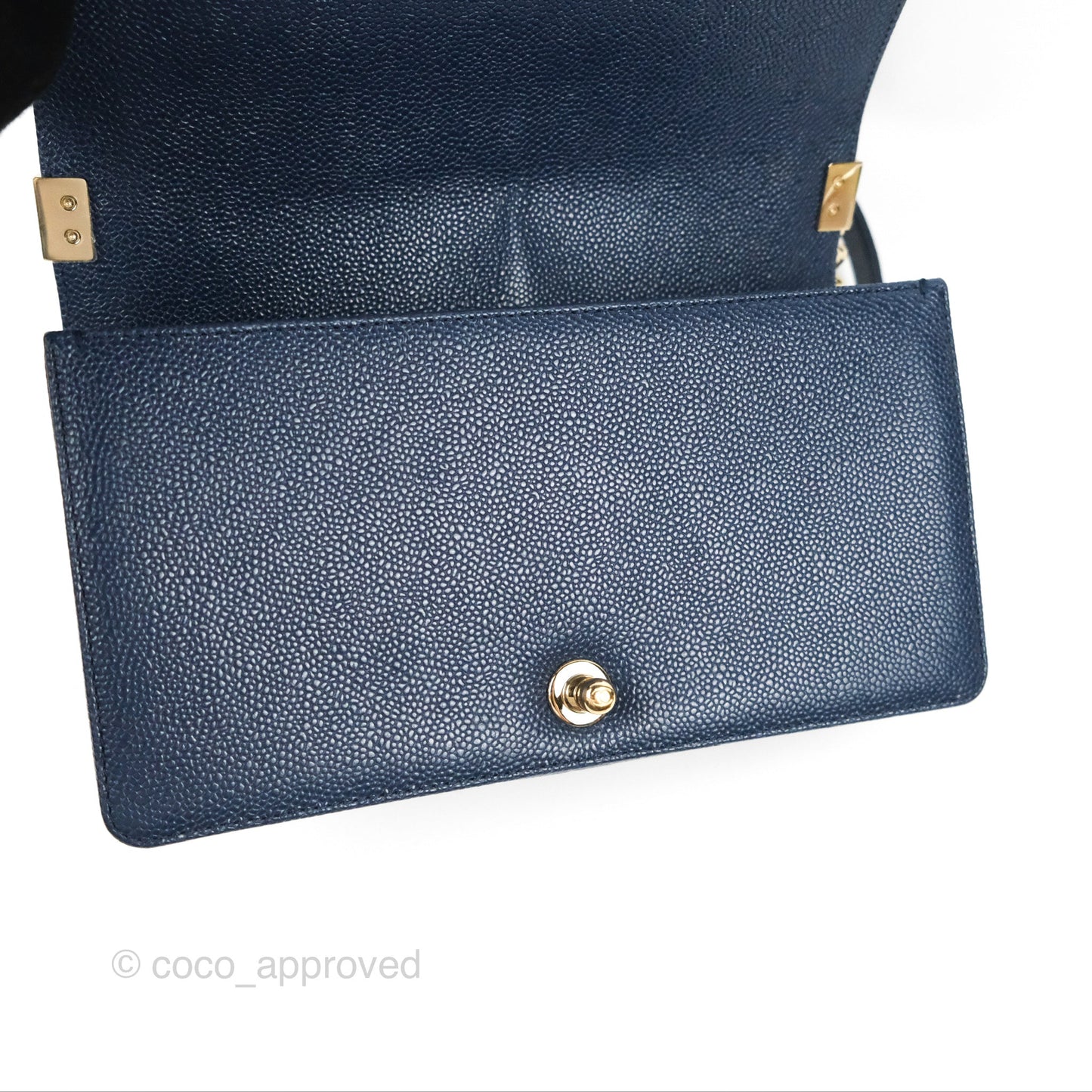Chanel Quilted Medium Boy Navy Caviar Gold Hardware