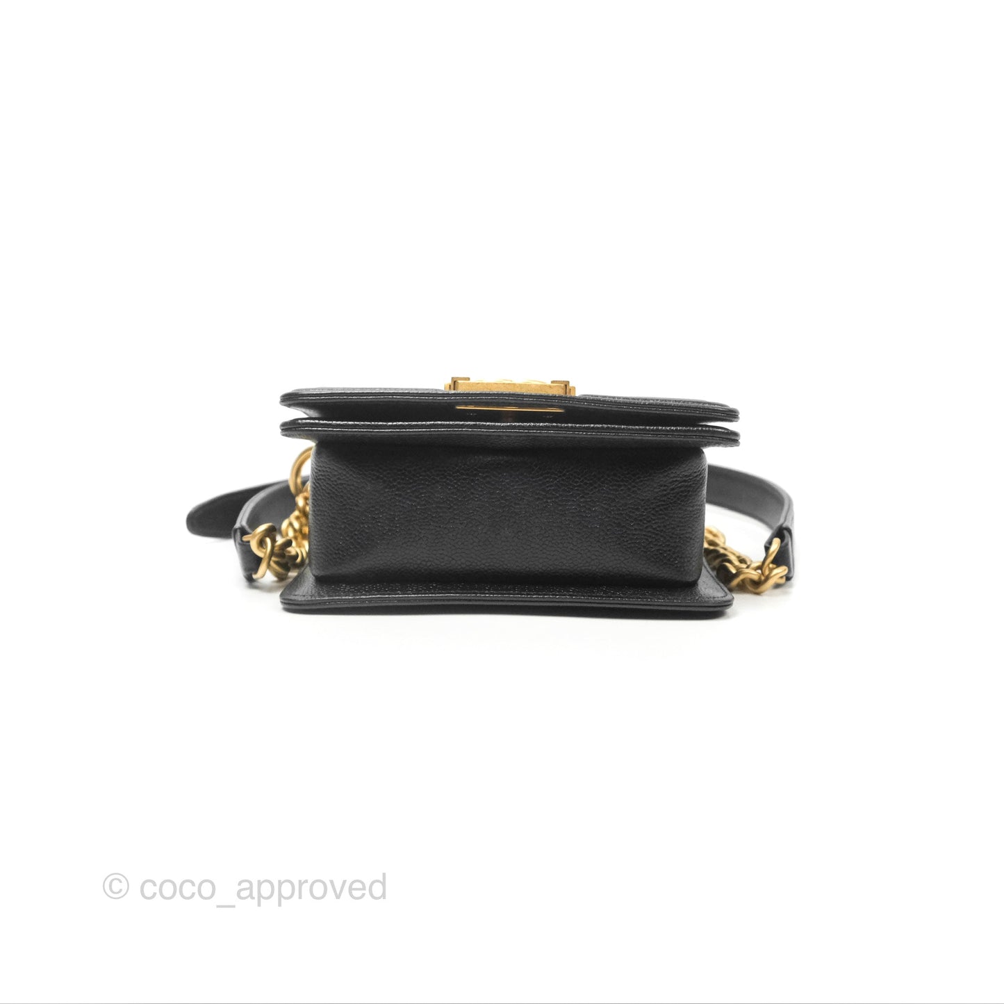 Chanel Mini Boy Black Caviar Aged Gold Hardware